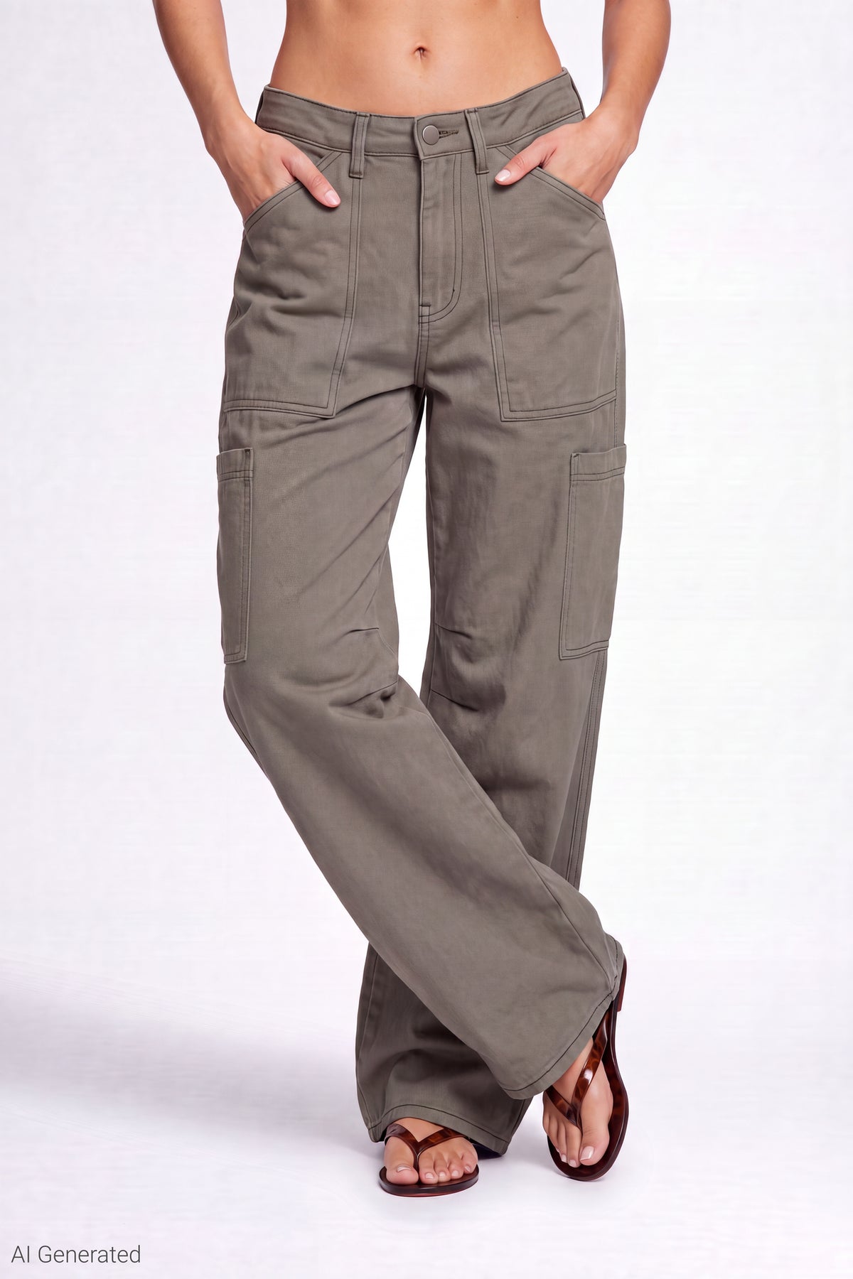 Alt View 3. Barrel Leg Pant - Dark Green