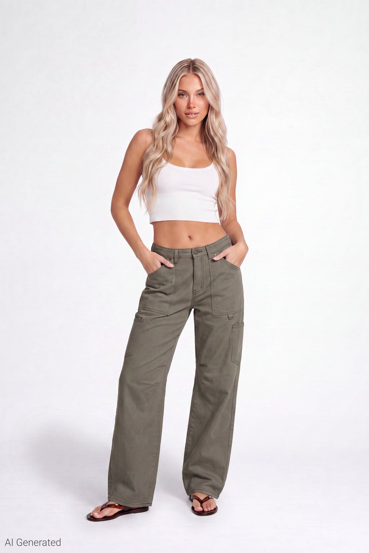 Barrel Leg Pant - Dark Green
