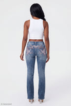 Stretch Rhinestone Embroidered Flare Jean