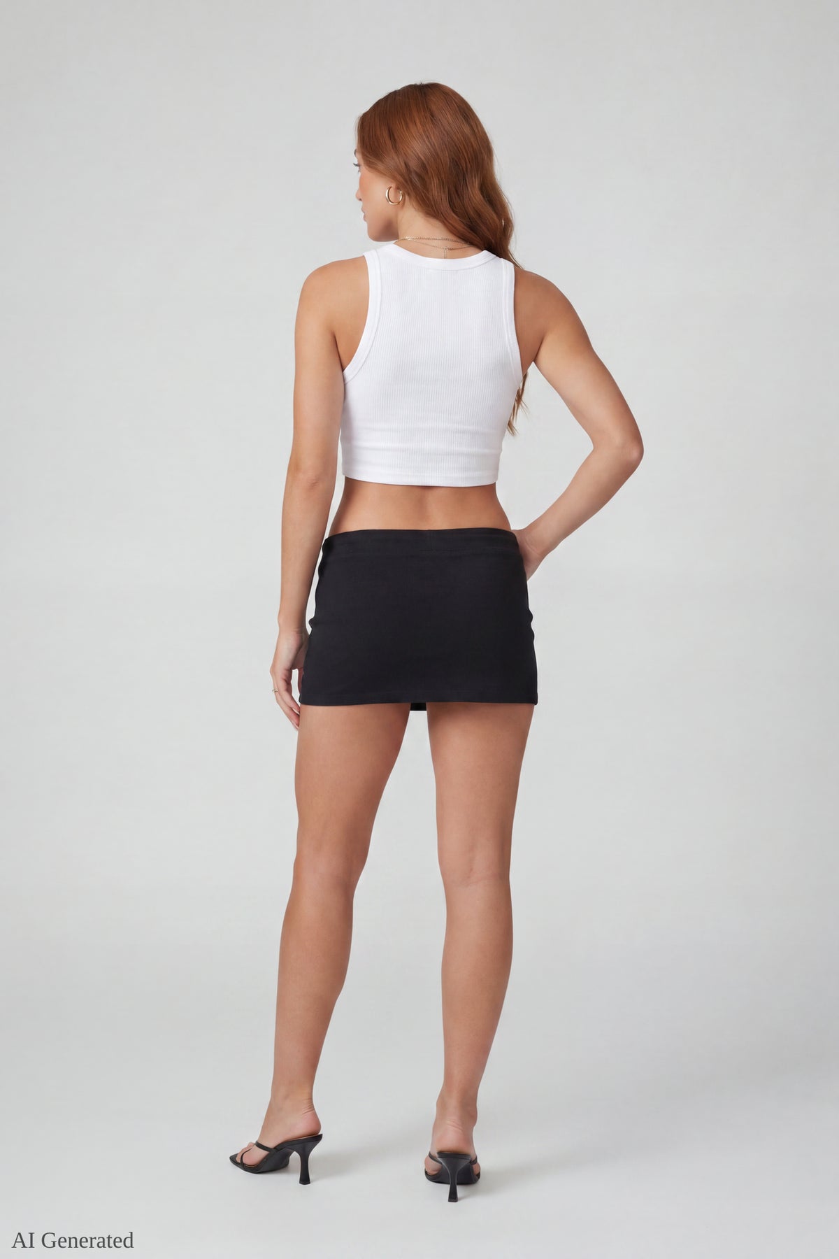 Alt View 3. Graphic Drawstring Mini Skirt - Black