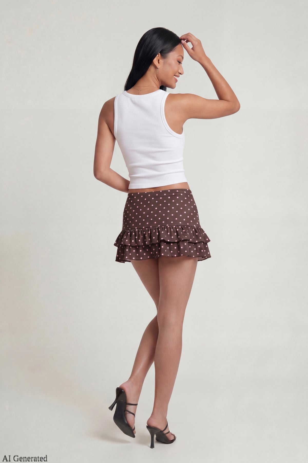 Alt View 2. Ruffle Mini Skirt - Dark Brown
