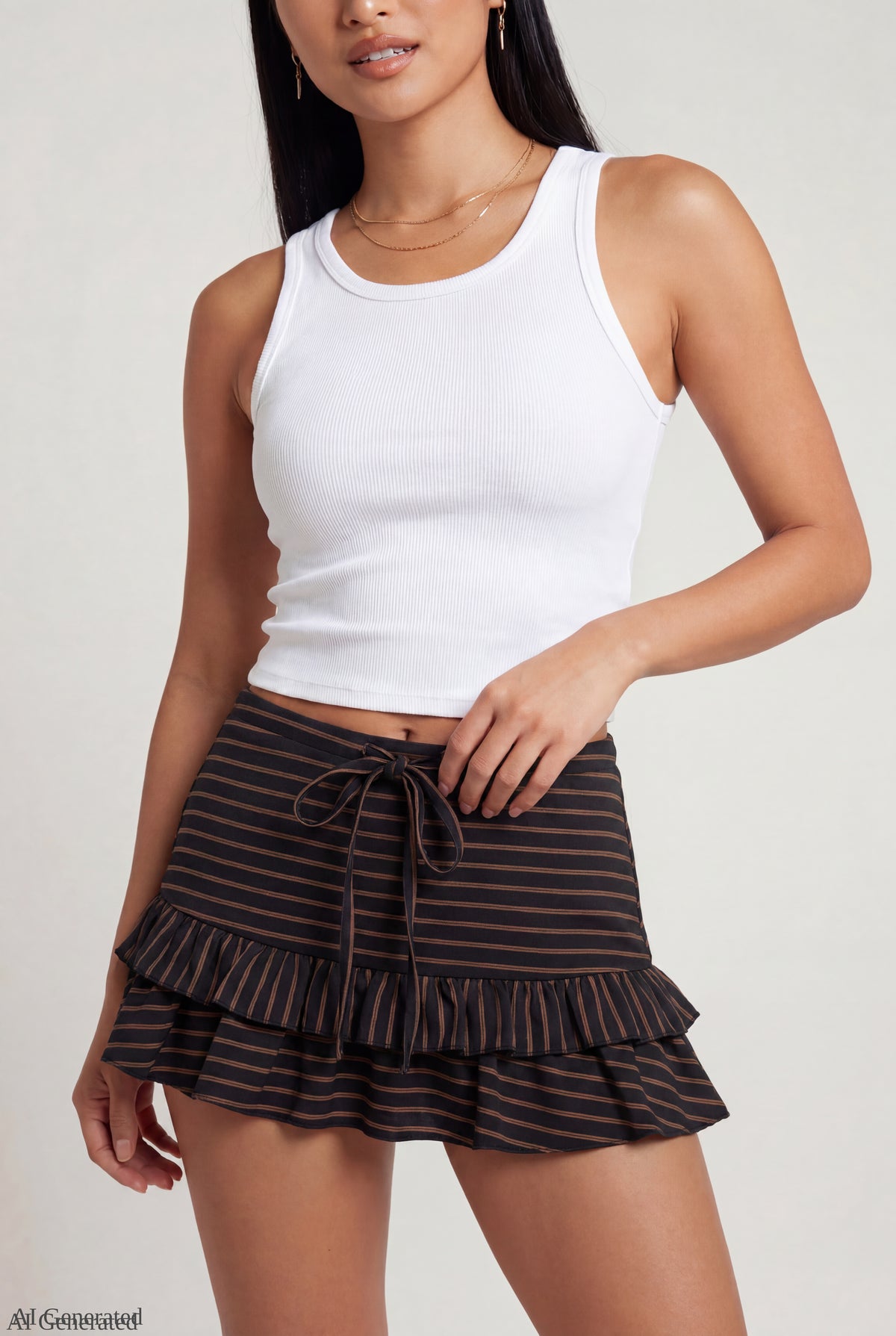 Alt View 3. Ruffle Mini Skirt - Black