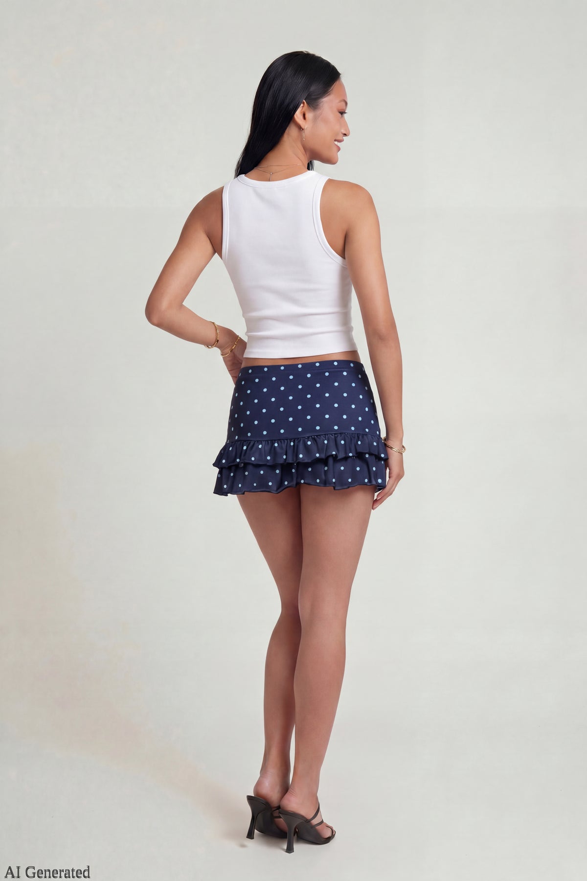 Alt View 2. Ruffle Mini Skirt - Navy