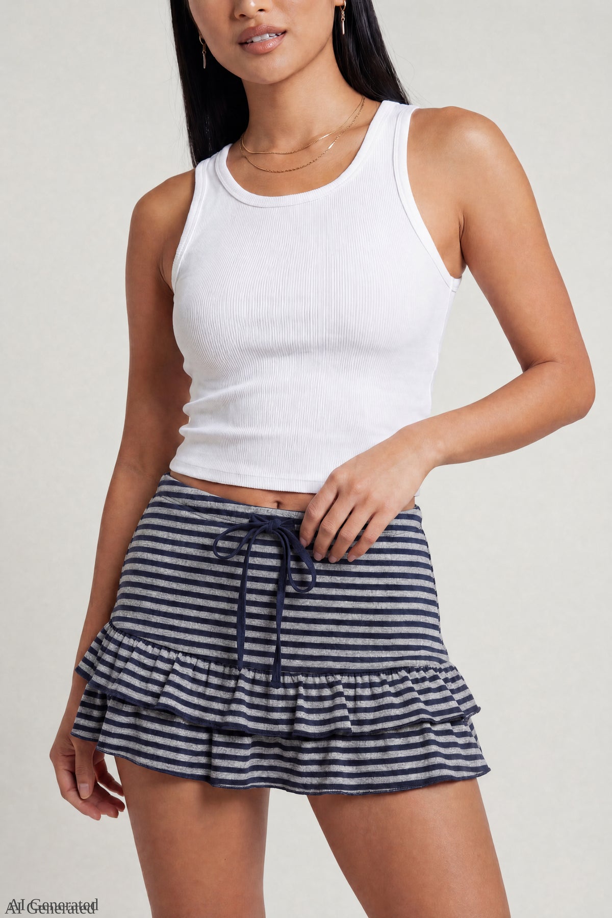 Alt View 3. Ruffle Mini Skirt - Dark Blue
