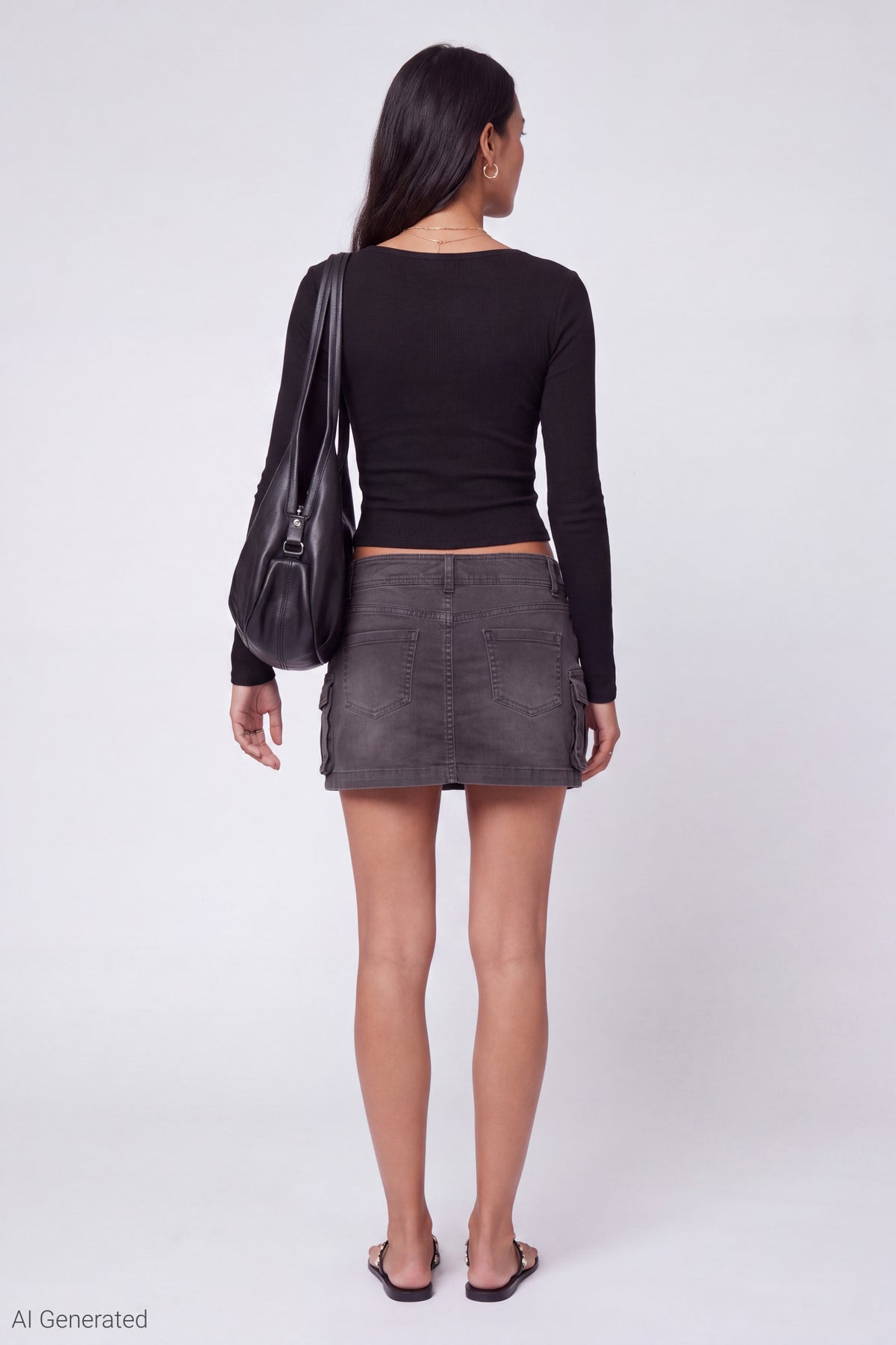 Alt View 2. Cargo Mini Skirt - Charcoal