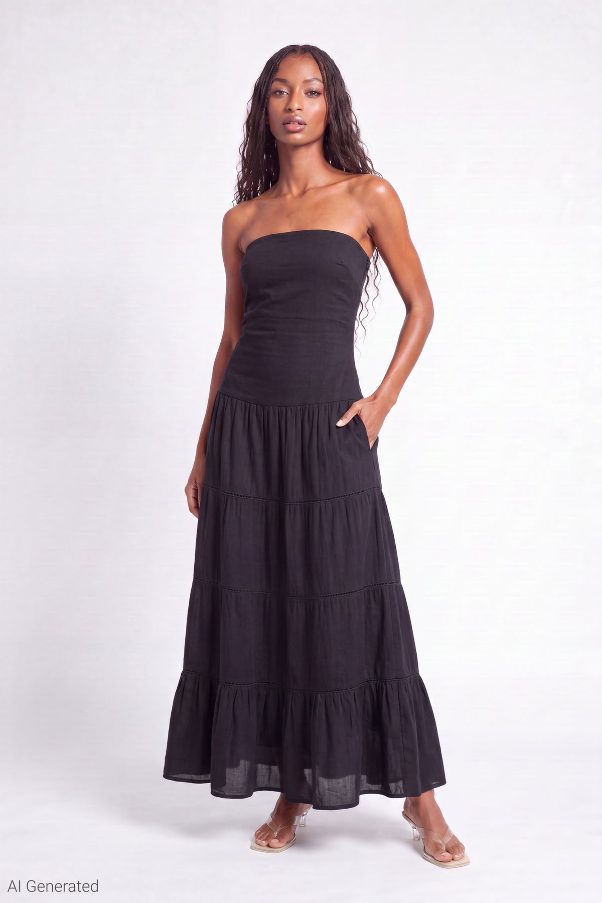 Alt View 4. Multiway Maxi Dress Foldover Skirt - Black
