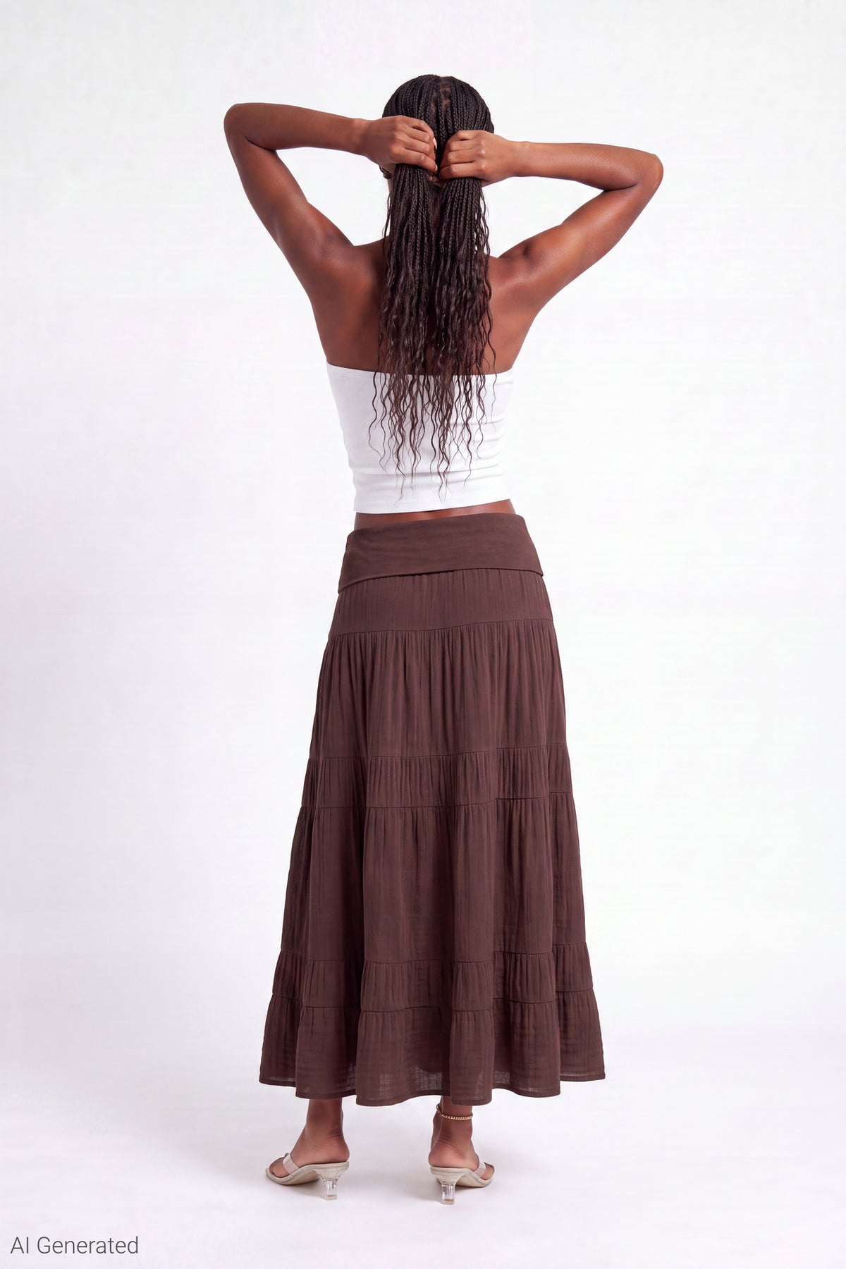 Alt View 2. Multiway Maxi Dress Foldover Skirt - Brown