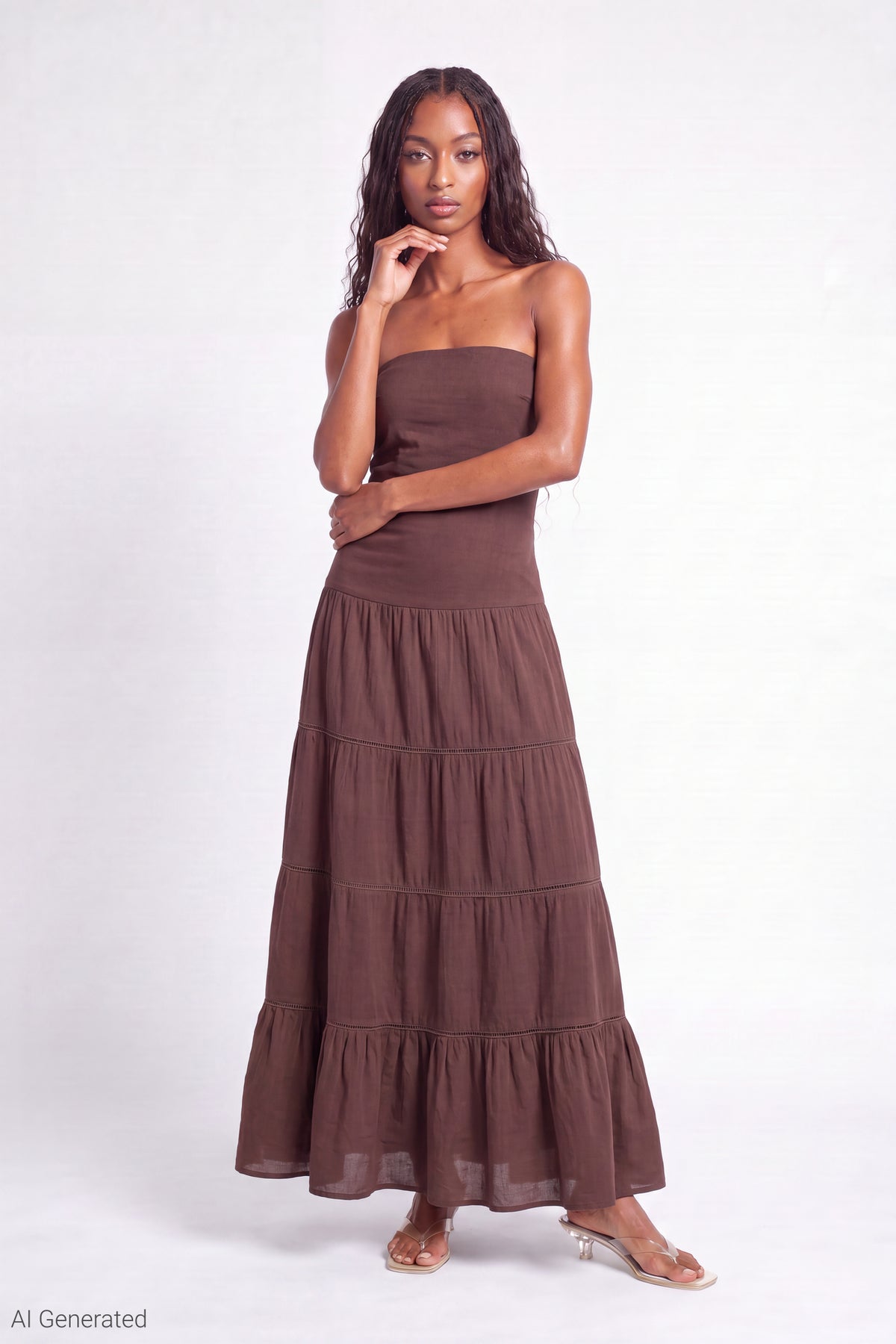 Alt View 4. Multiway Maxi Dress Foldover Skirt - Brown