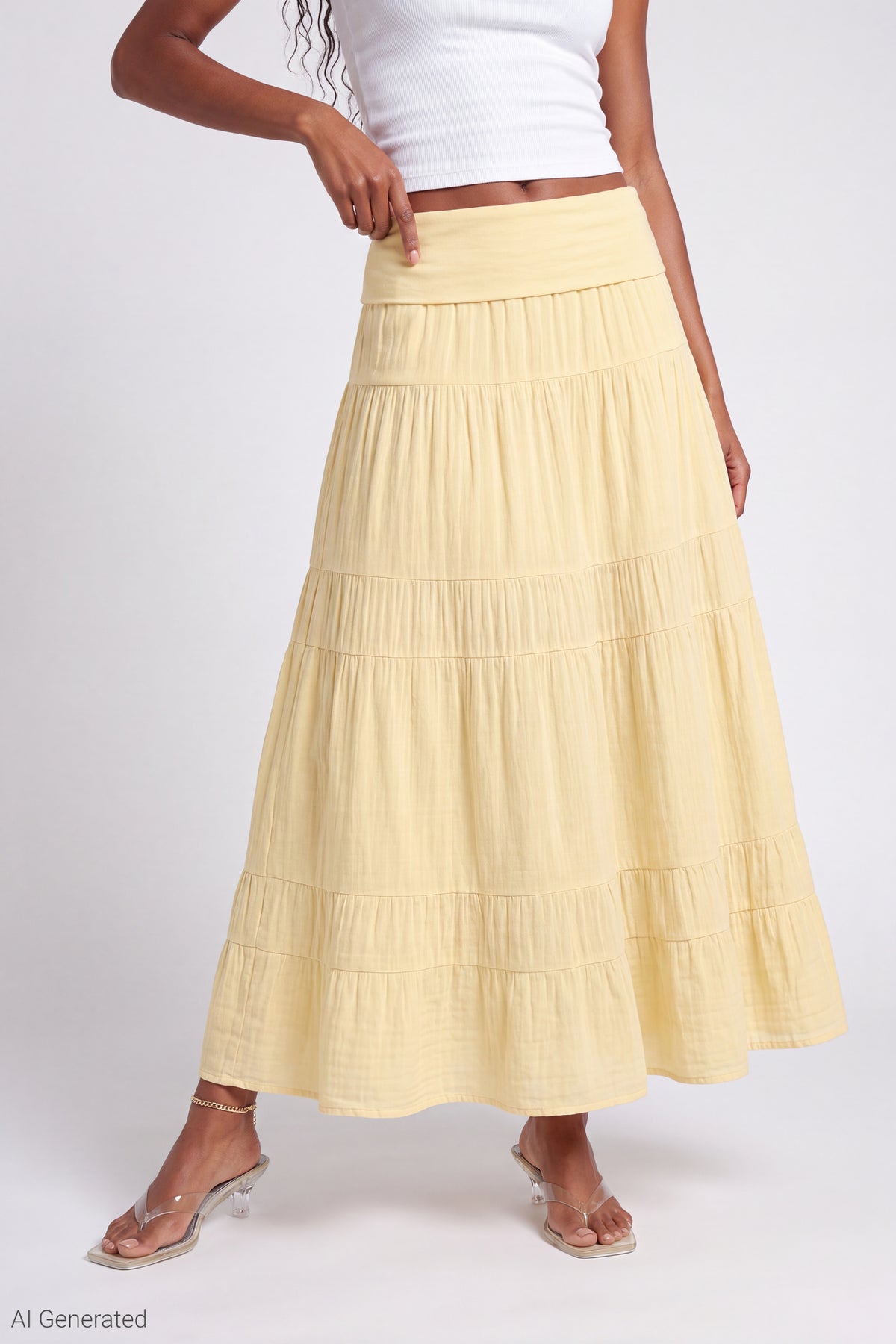 Alt View 3. Multiway Maxi Dress Foldover Skirt - Yellow