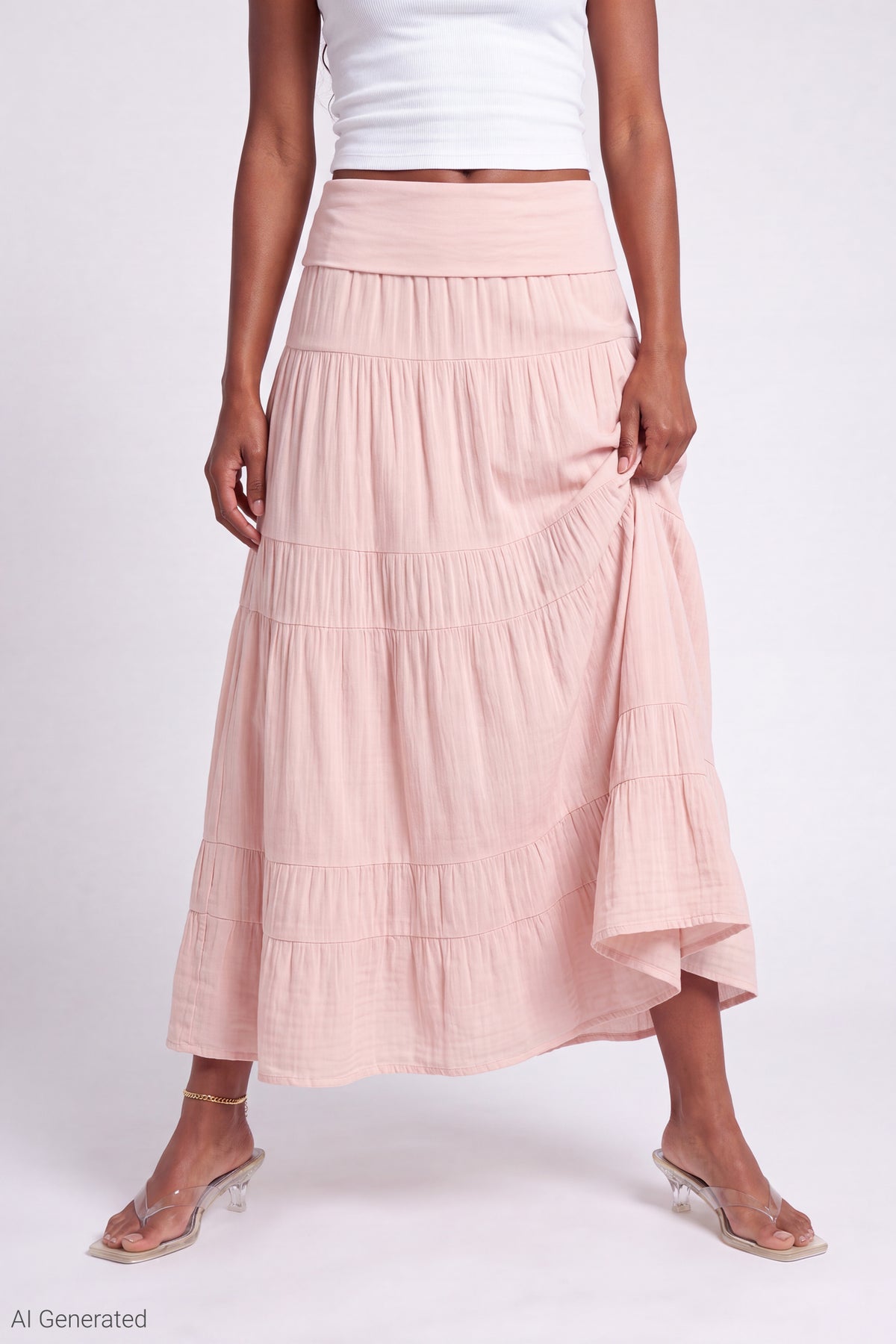 Alt View 3. Multiway Maxi Dress Foldover Skirt - Light Pink
