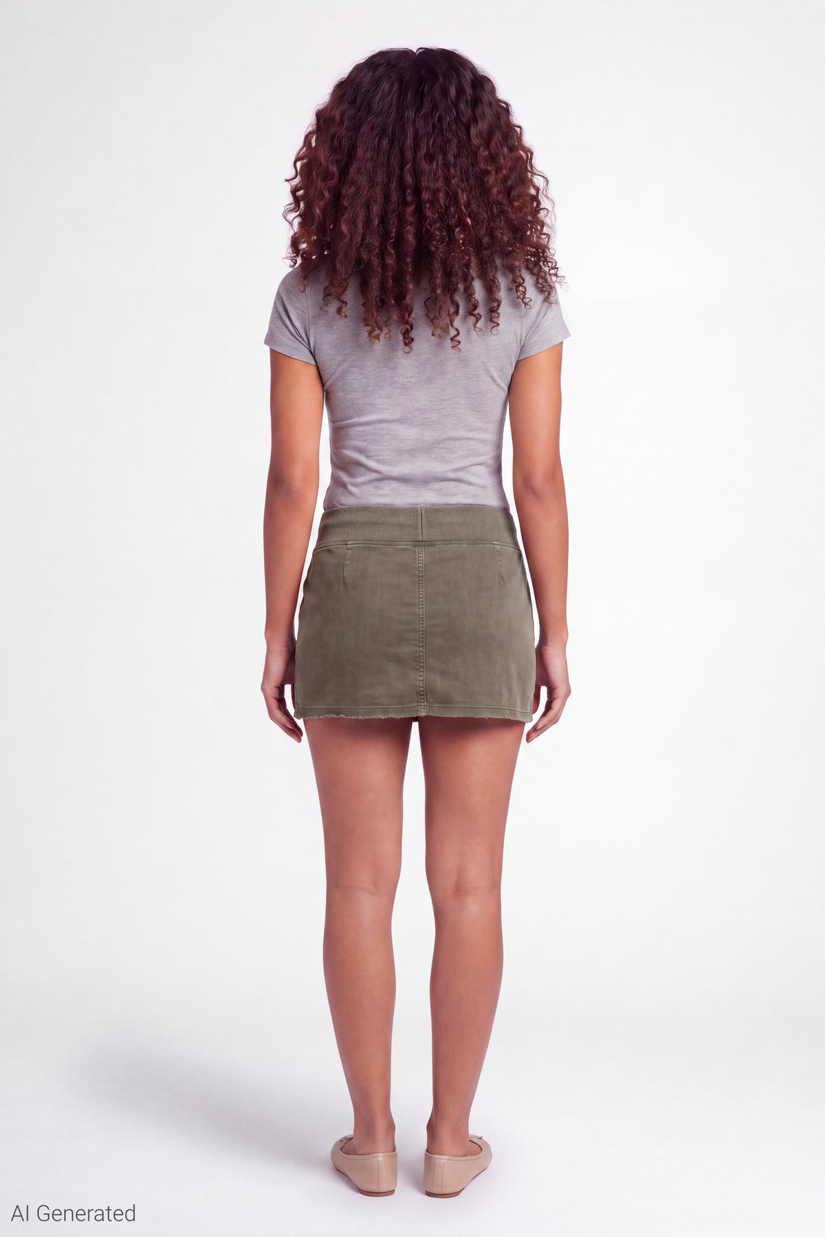 Alt View 2. Drawstring Mini Skirt - Dark Green