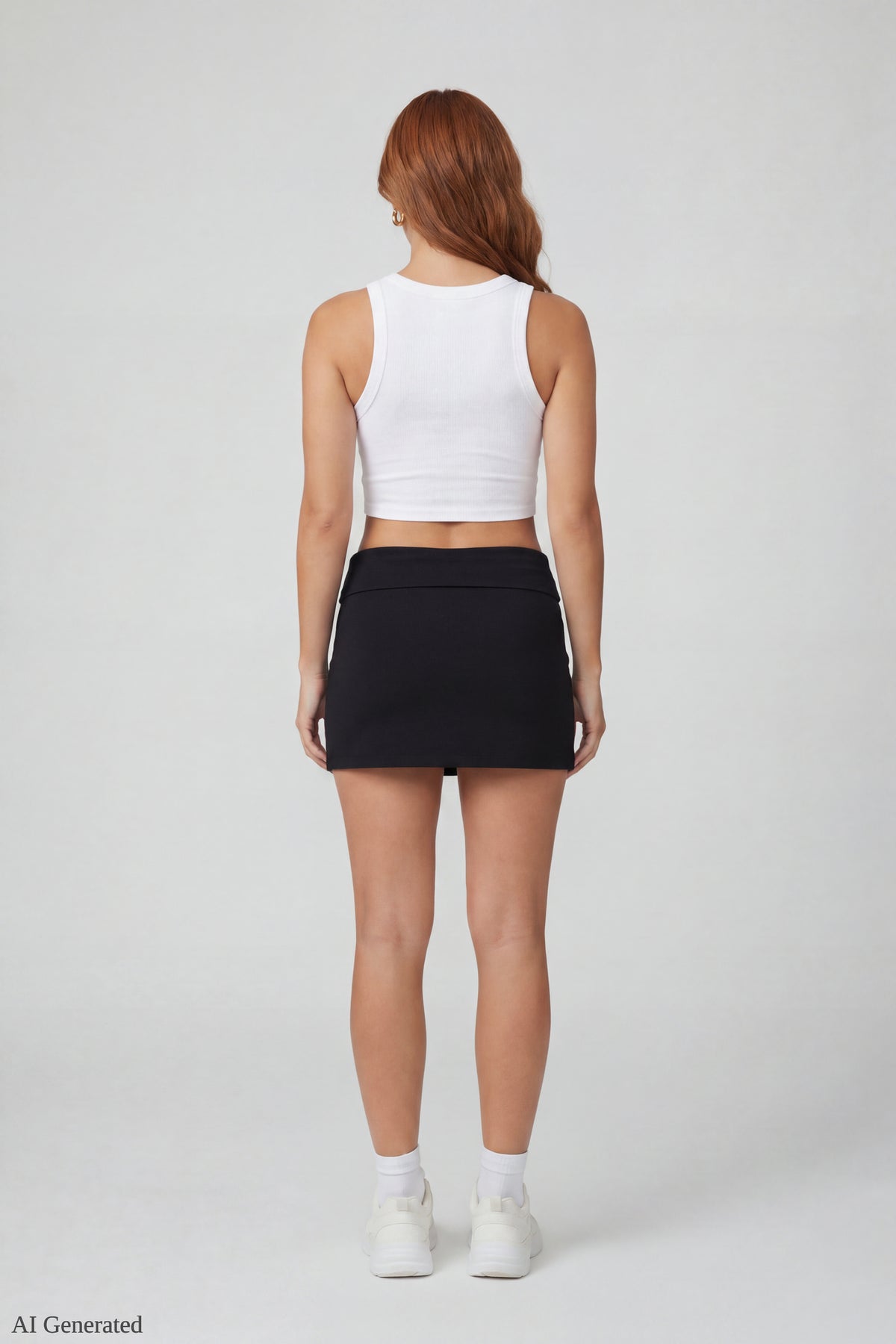 Alt View 2. Drawstring Waist Mini Skirt - Black
