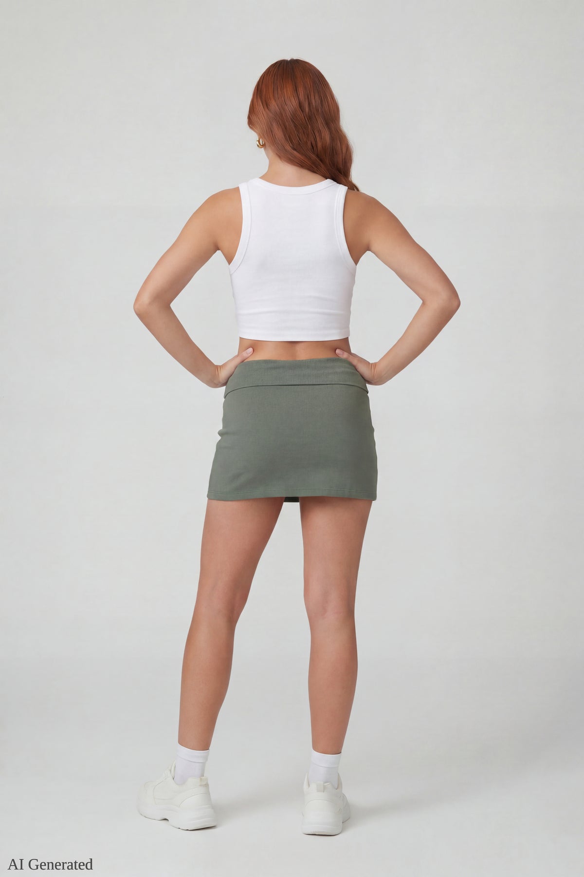 Alt View 2. Drawstring Waist Mini Skirt - Green