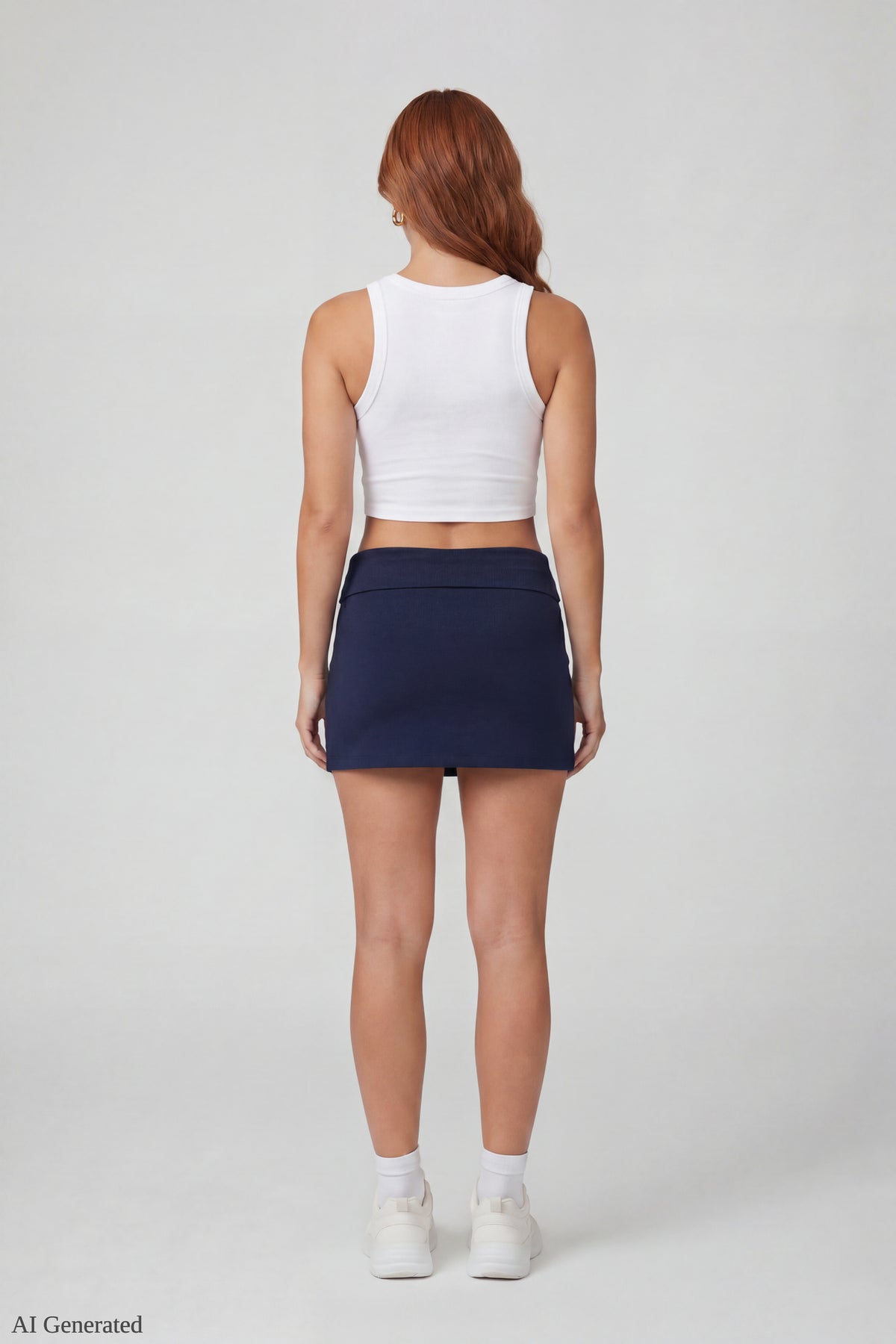 Alt View 2. Drawstring Waist Mini Skirt - Dark Blue