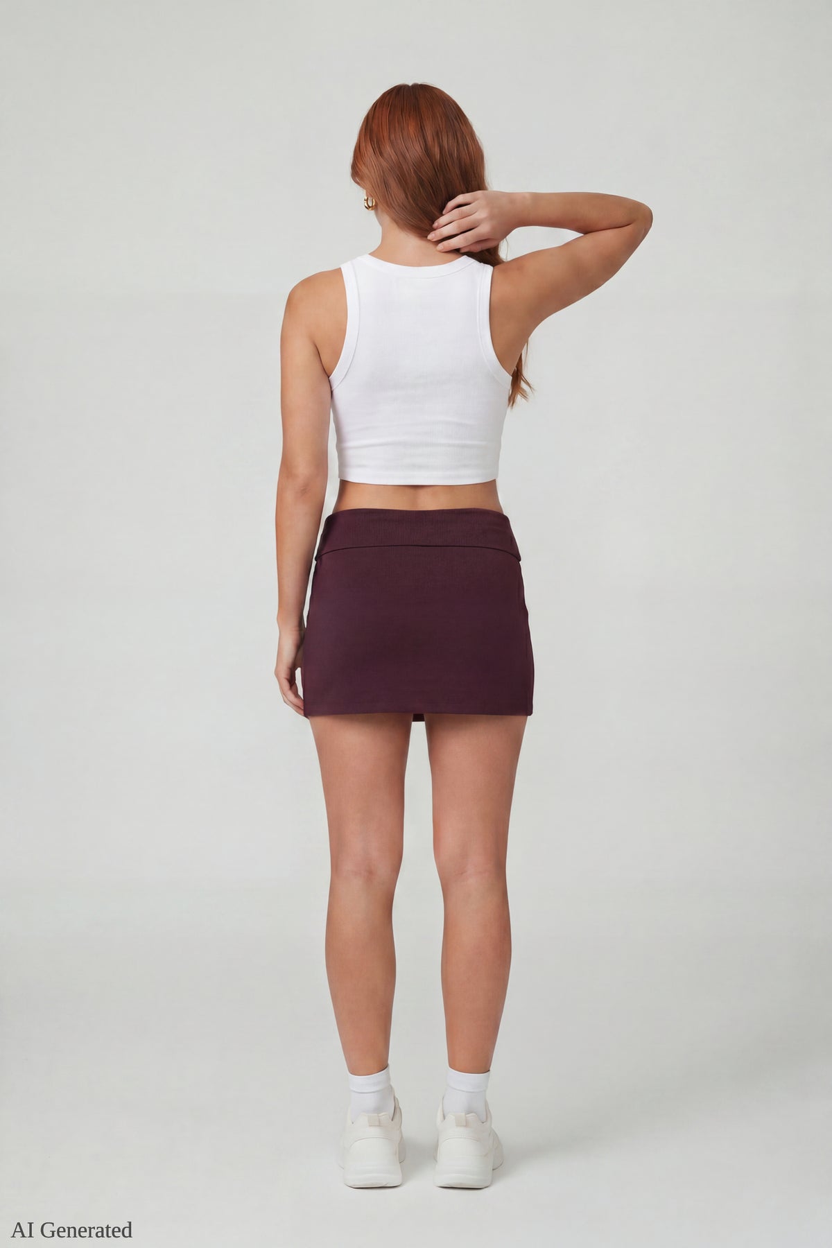 Alt View 2. Drawstring Waist Mini Skirt - Dark Purple