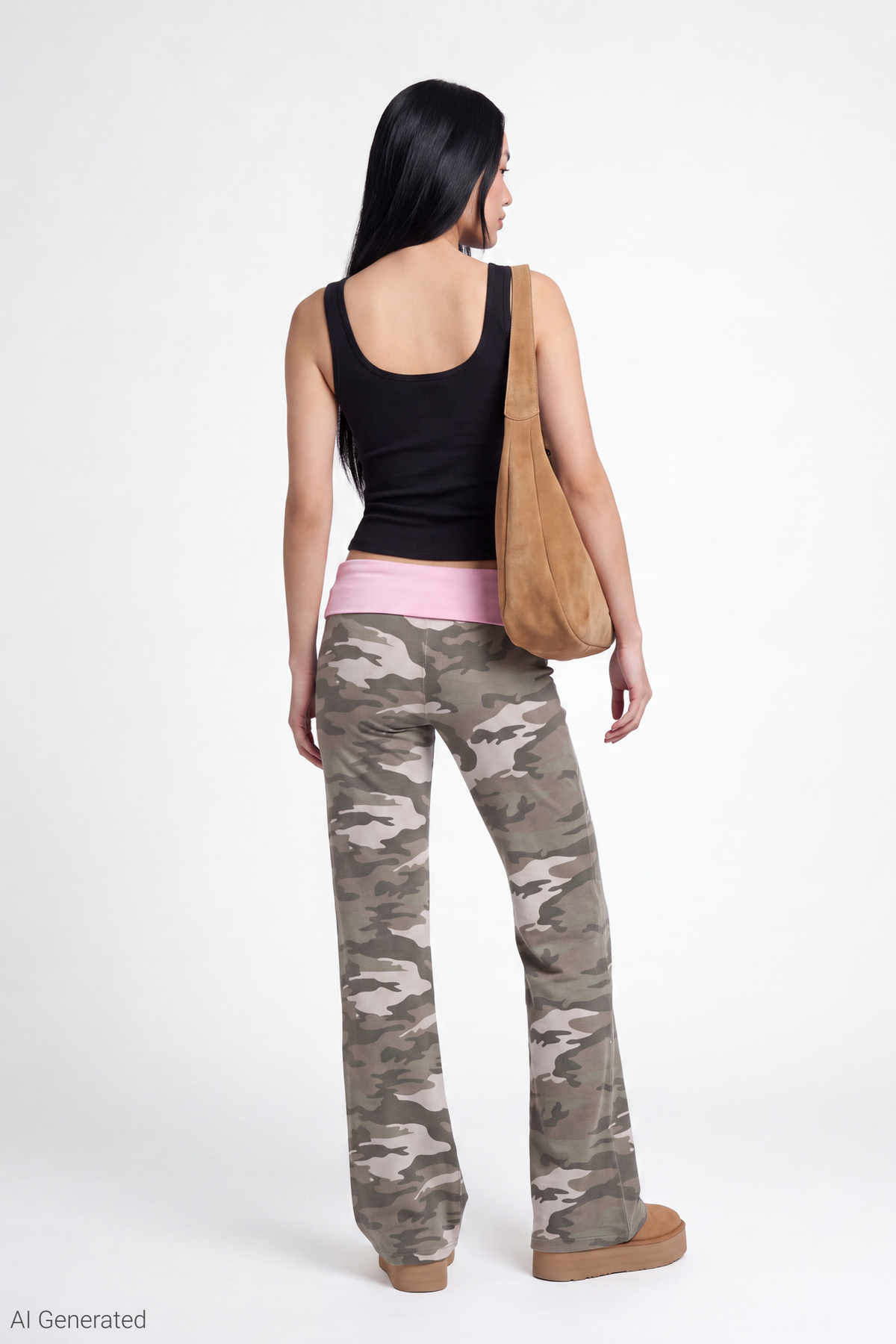 Alt View 3. Printed Foldover Waist Pant - Camouflage