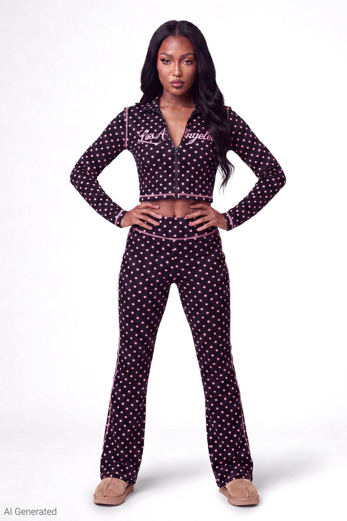 Alt View 2. Printed Graphic Flare Pant - Black