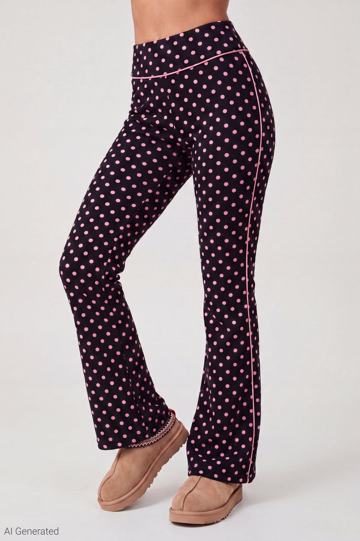 Alt View 3. Printed Graphic Flare Pant - Black