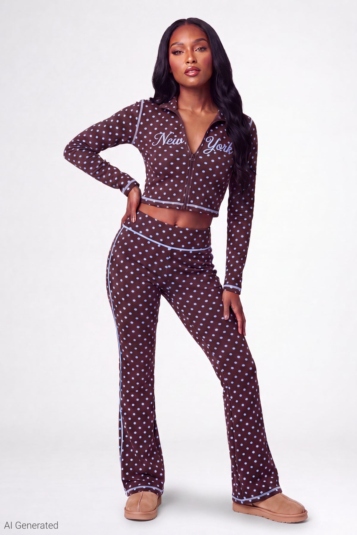 Alt View 2. Printed Graphic Flare Pant - Brown