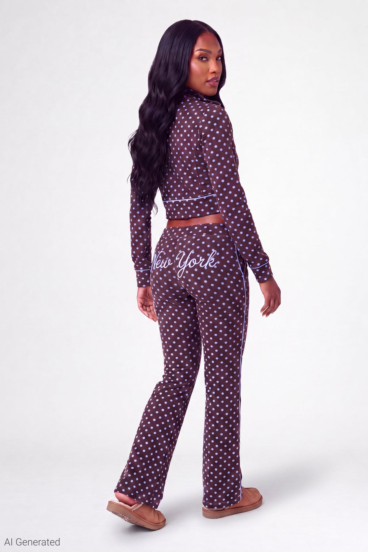Printed Graphic Flare Pant - Brown
