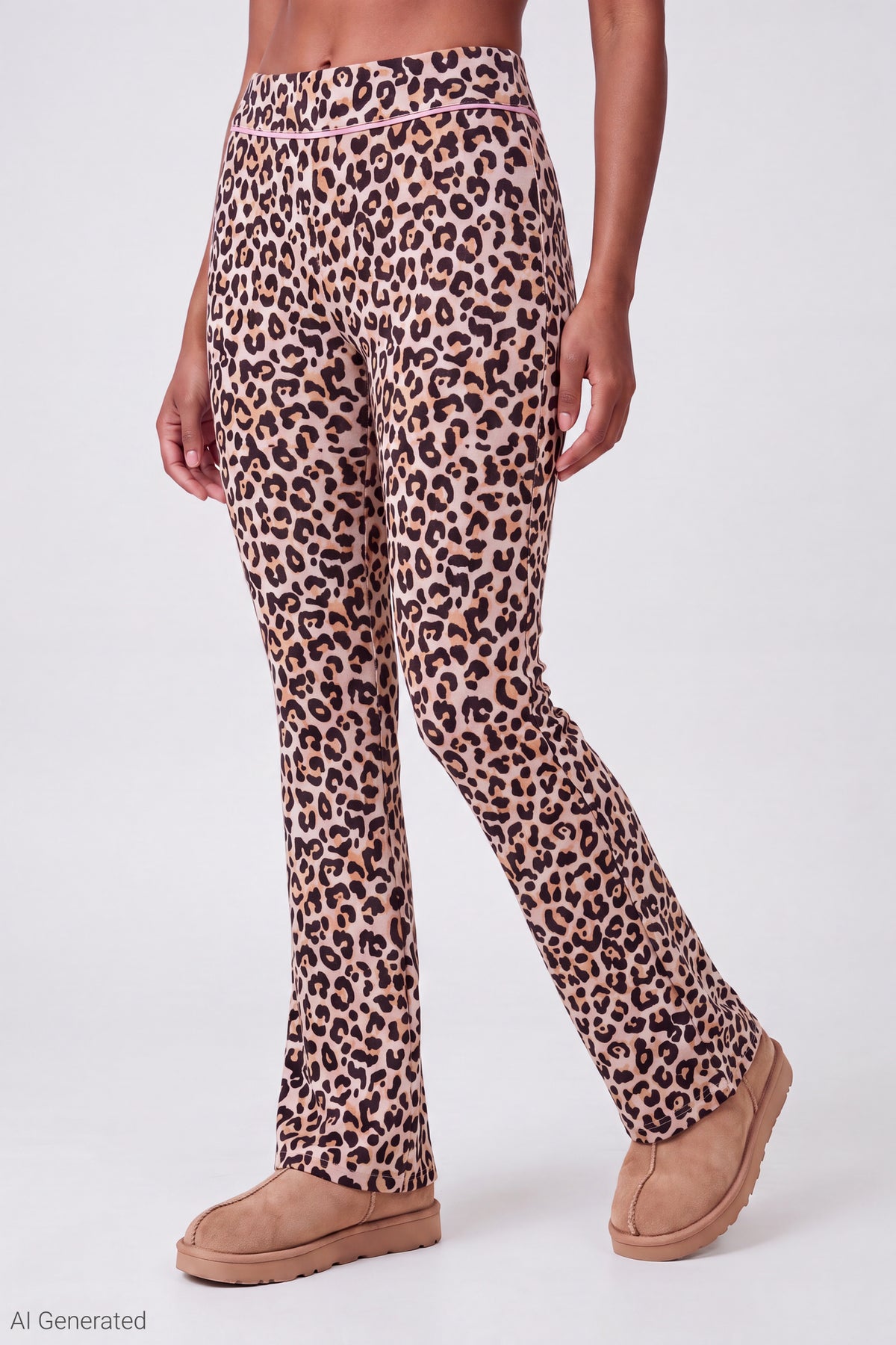 Alt View 3. Printed Graphic Flare Pant - Leopard