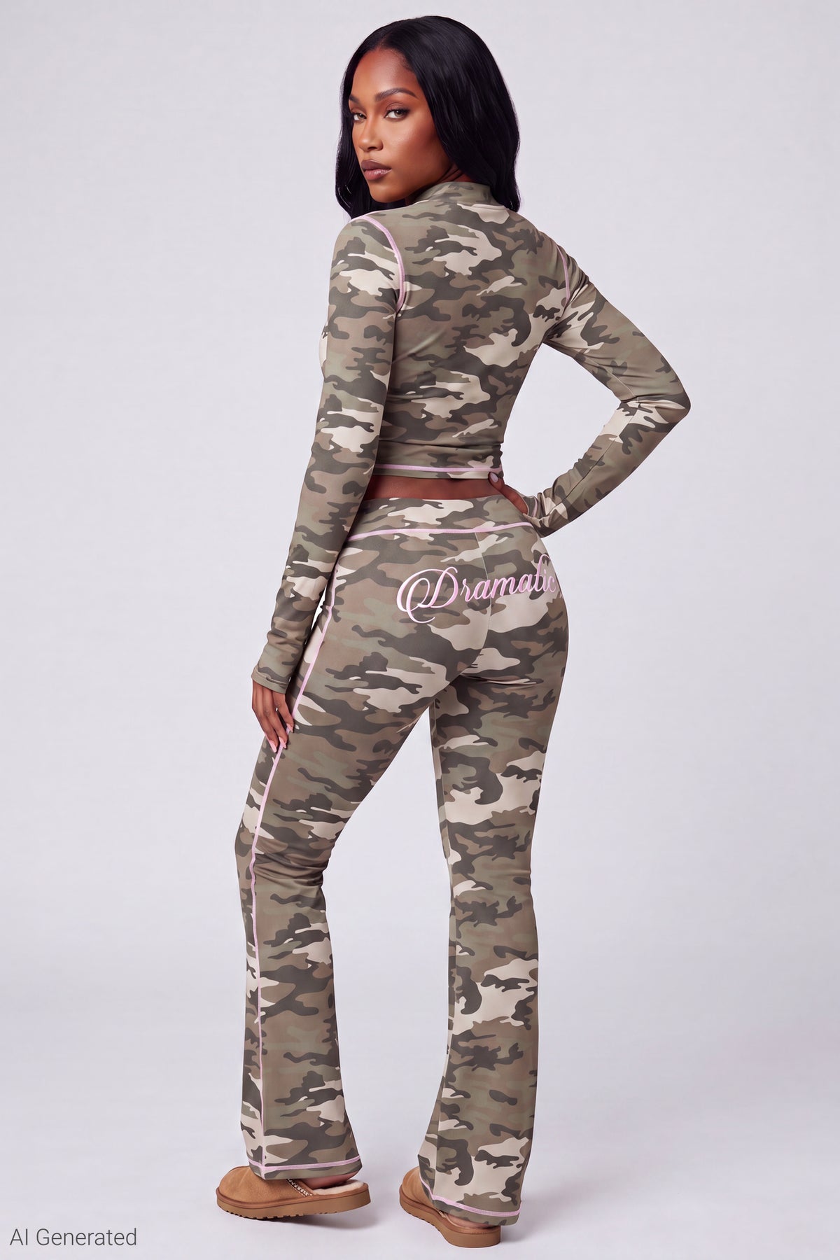 Printed Graphic Flare Pant - Camouflage