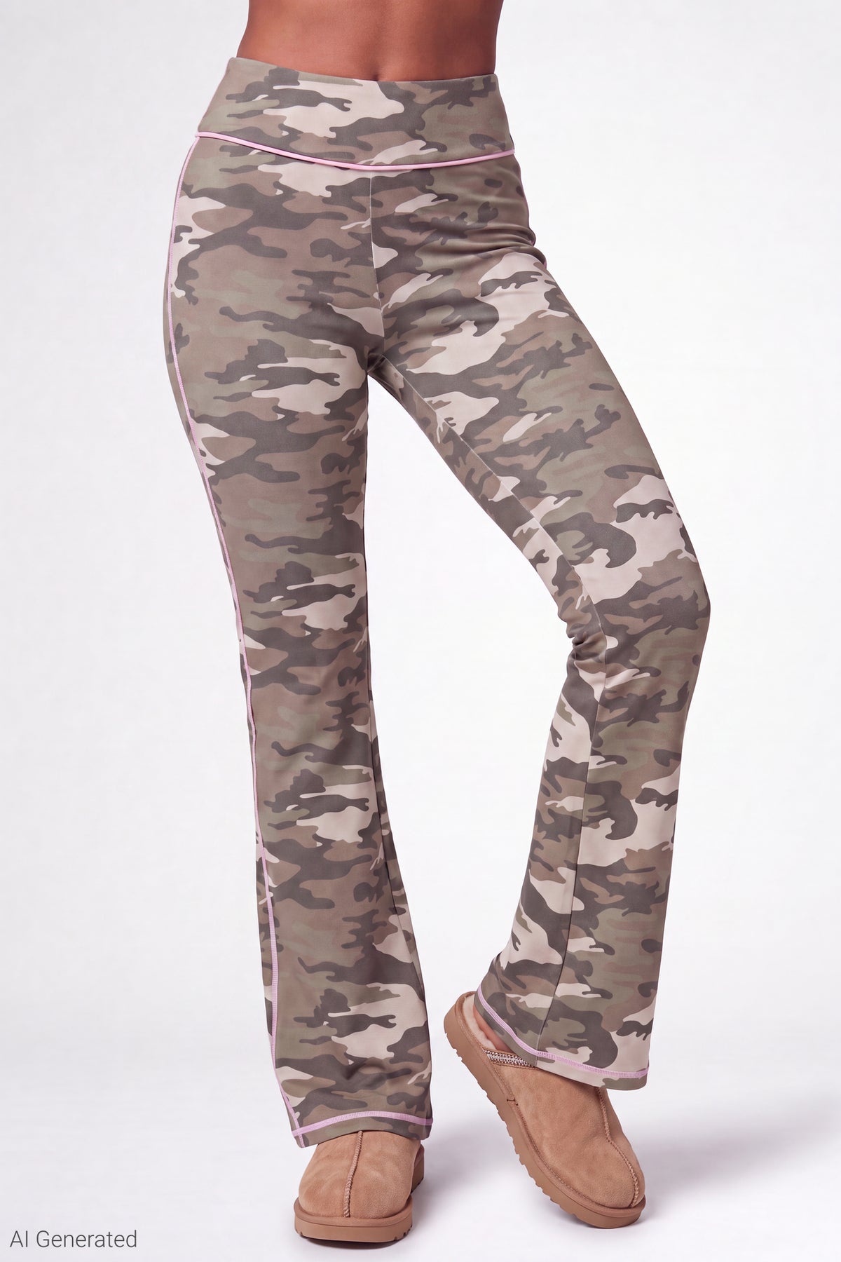 Alt View 3. Printed Graphic Flare Pant - Camouflage