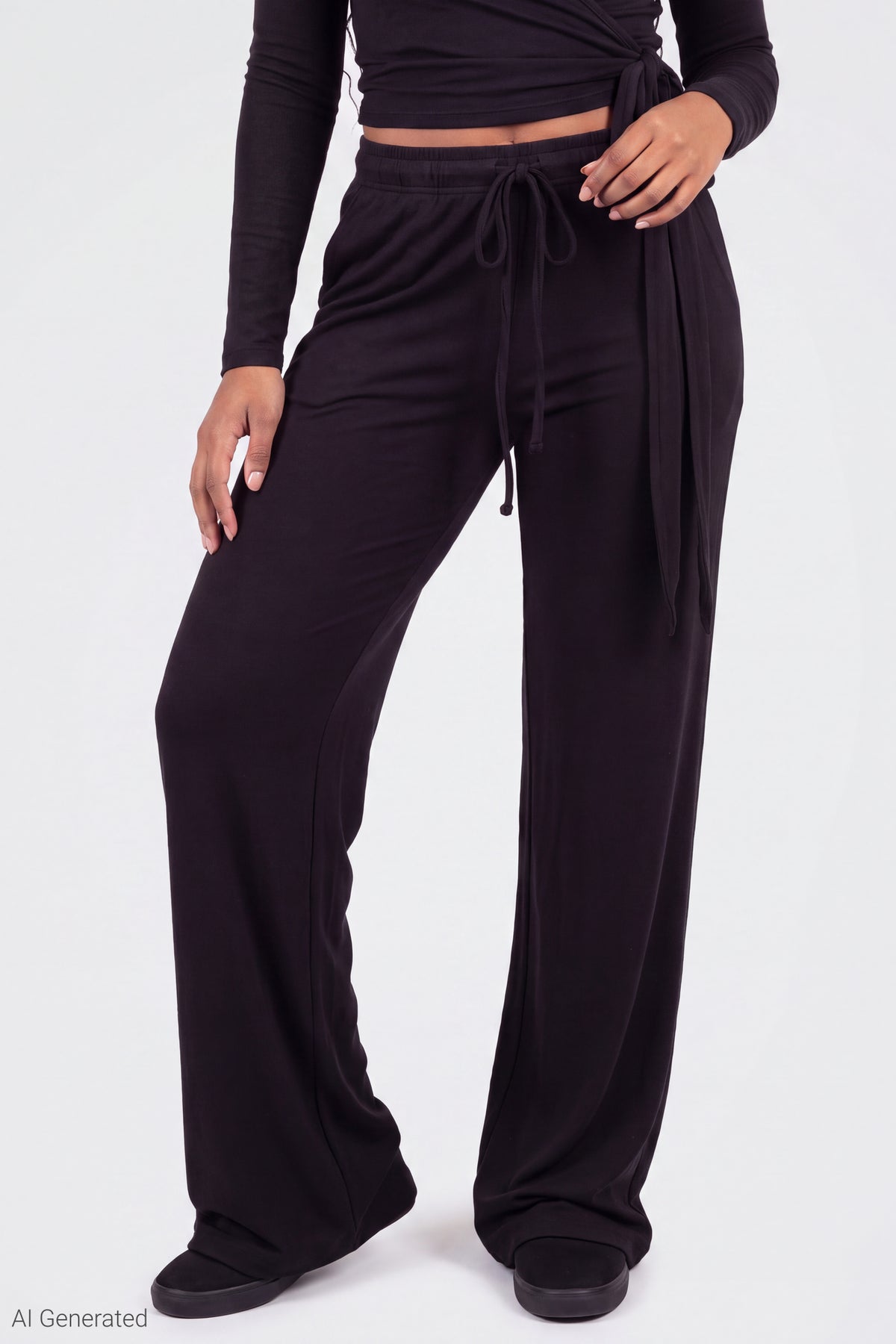 Alt View 3. Soft Wide Leg Pant - Black