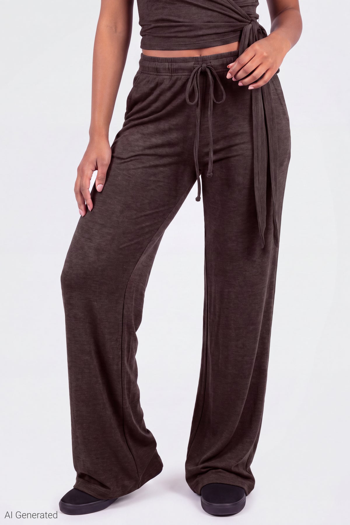 Alt View 3. Soft Wide Leg Pant - Brown