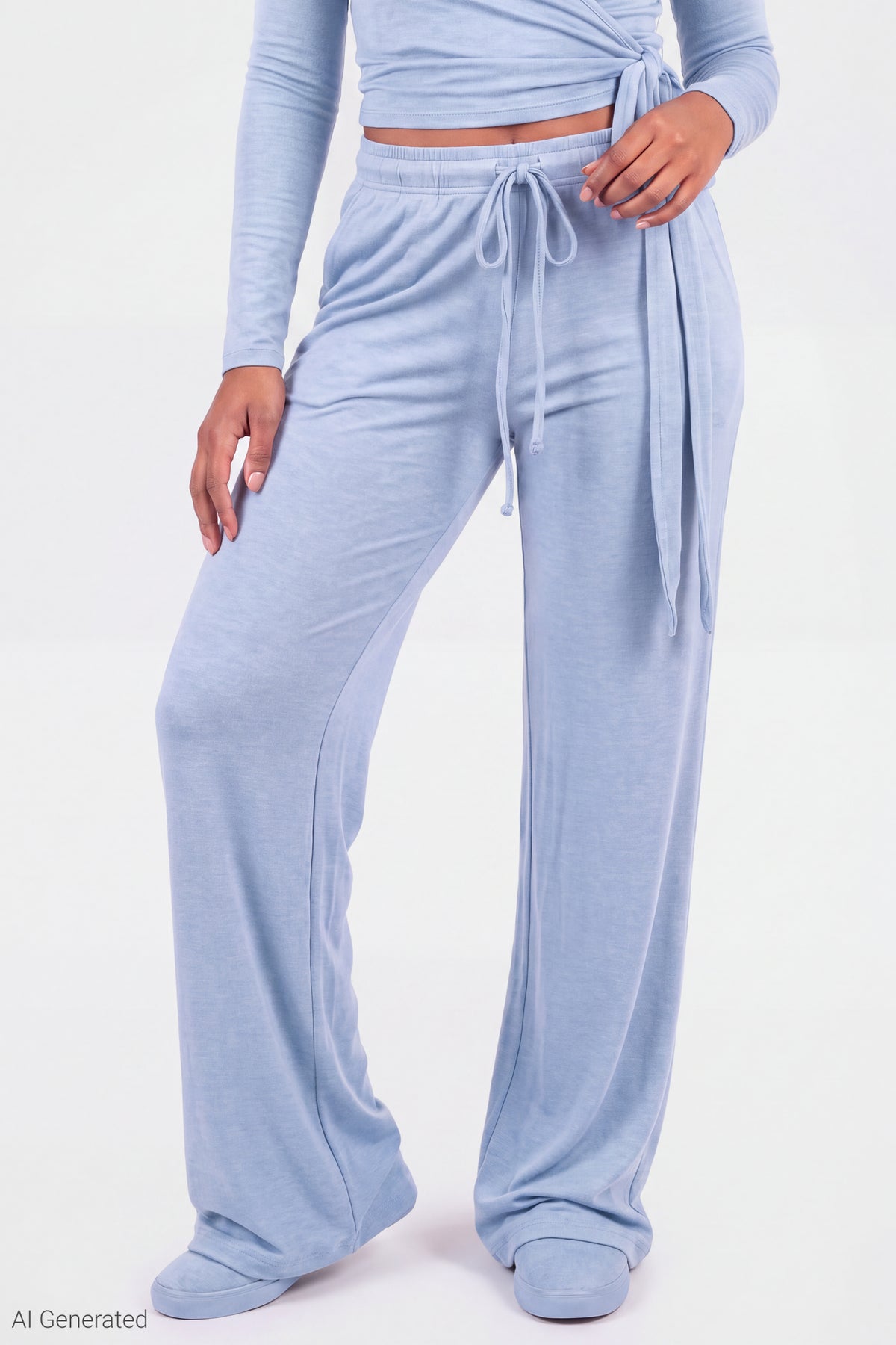Alt View 3. Soft Wide Leg Pant - Light Blue