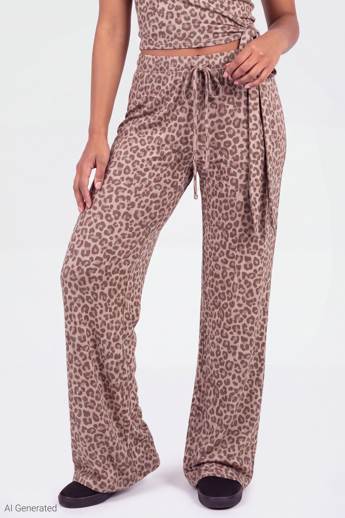 Alt View 3. Soft Wide Leg Pant - Leopard