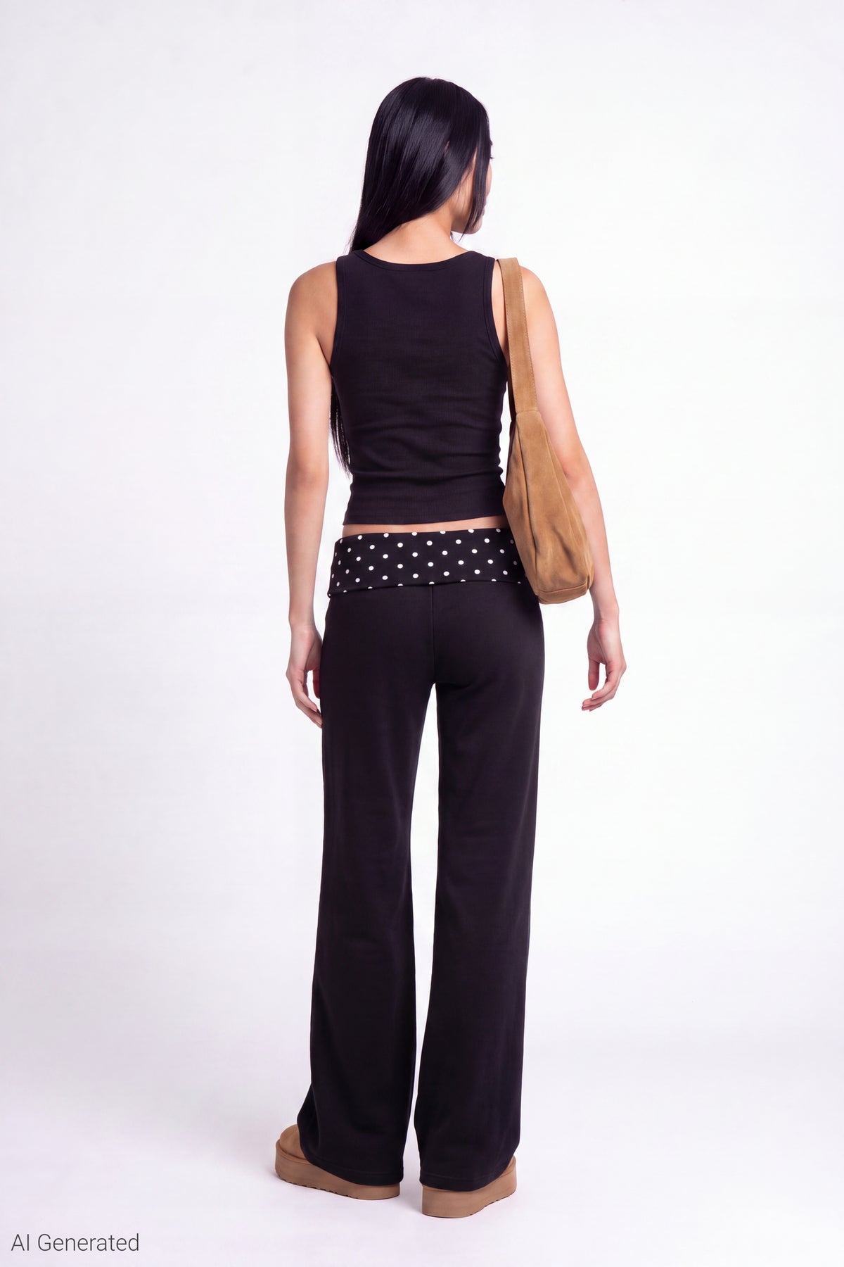 Alt View 3. Foldover Waist Pant - Black