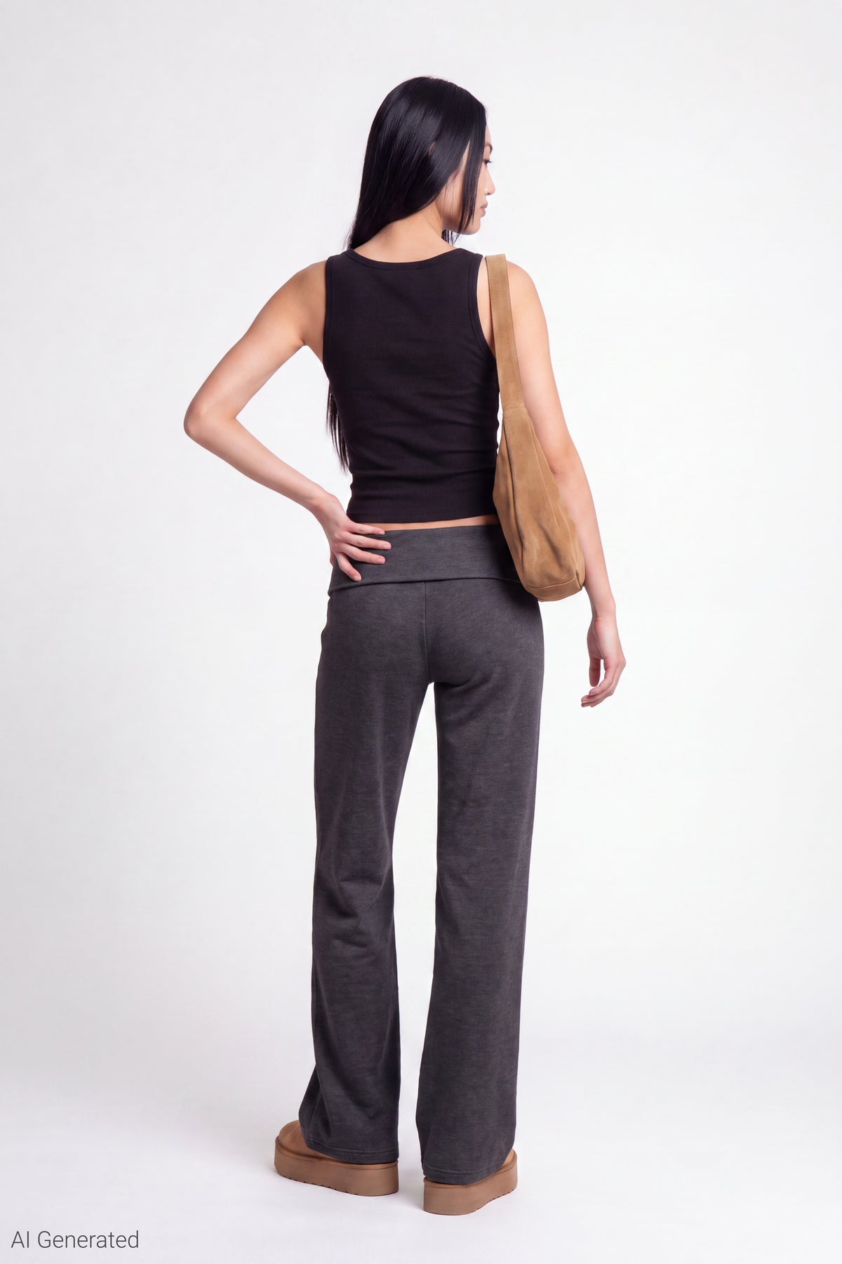 Alt View 3. Foldover Waist Pant - Charcoal