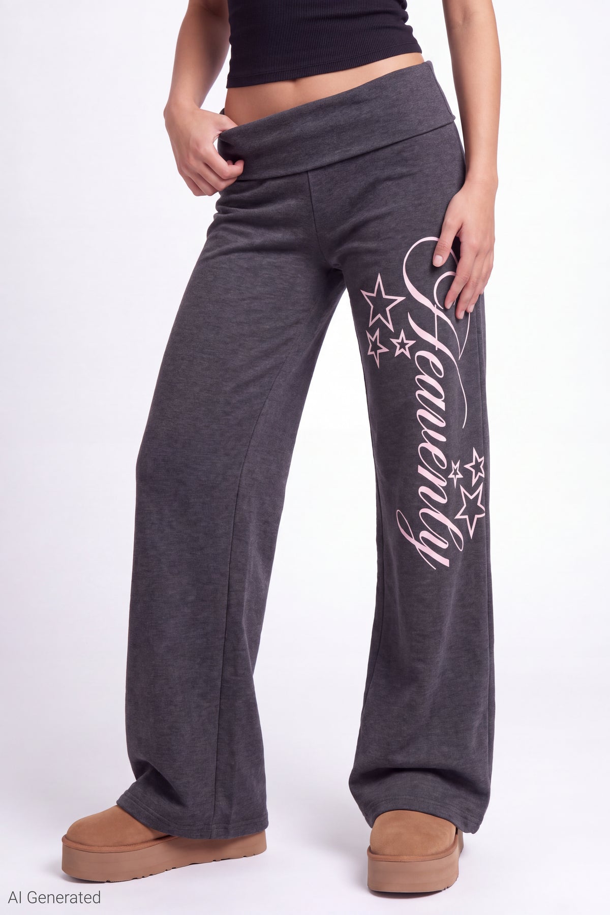 Alt View 2. Foldover Waist Pant - Charcoal