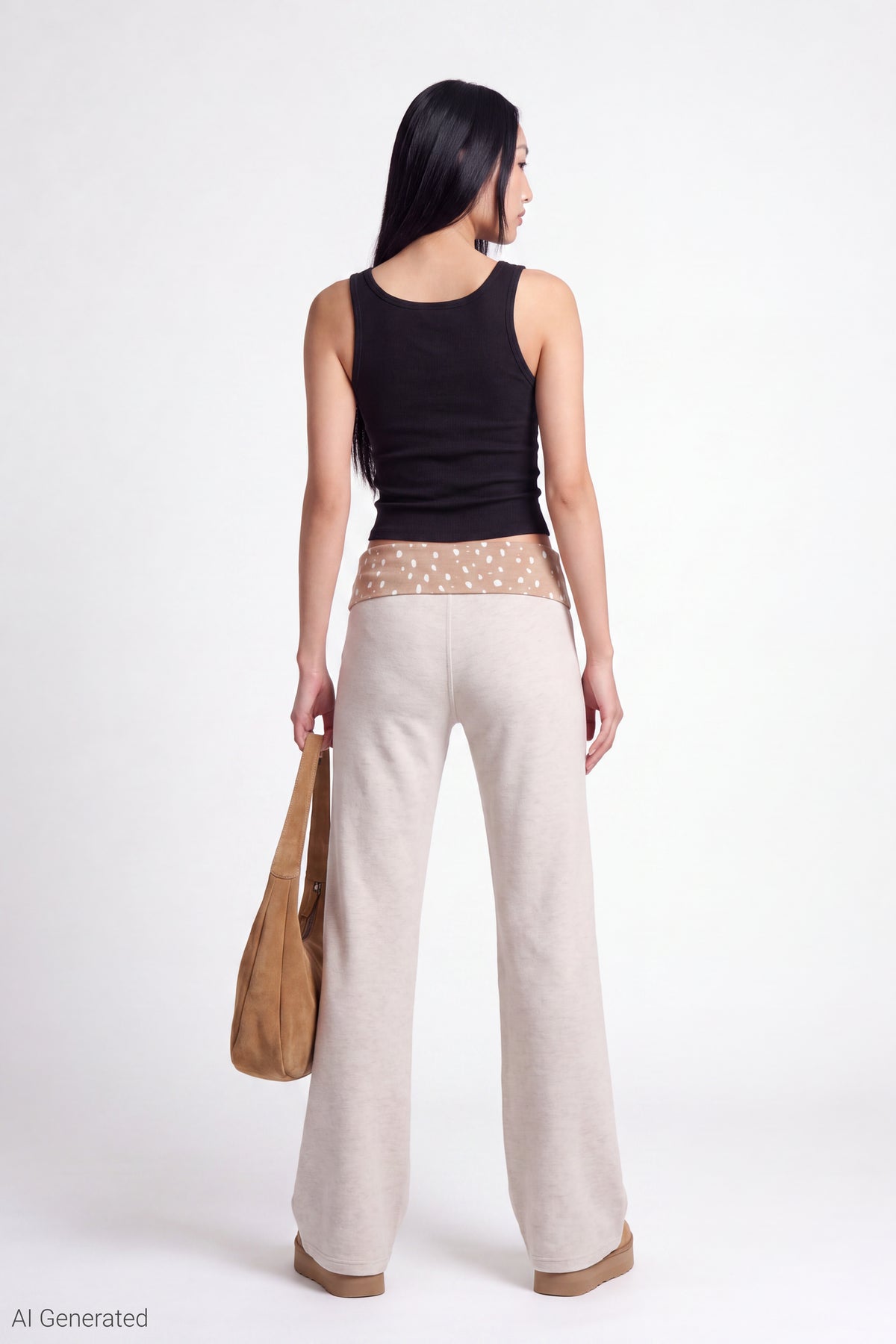 Alt View 3. Foldover Waist Pant - Oatmeal