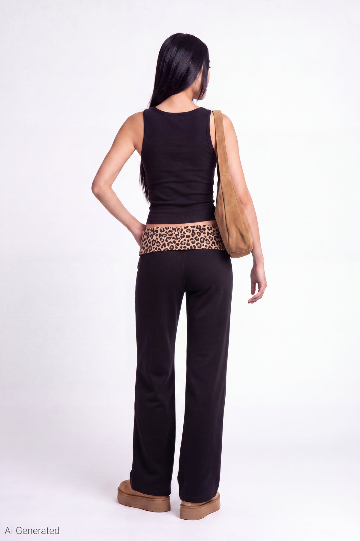 Alt View 3. Foldover Waist Pant - Leopard