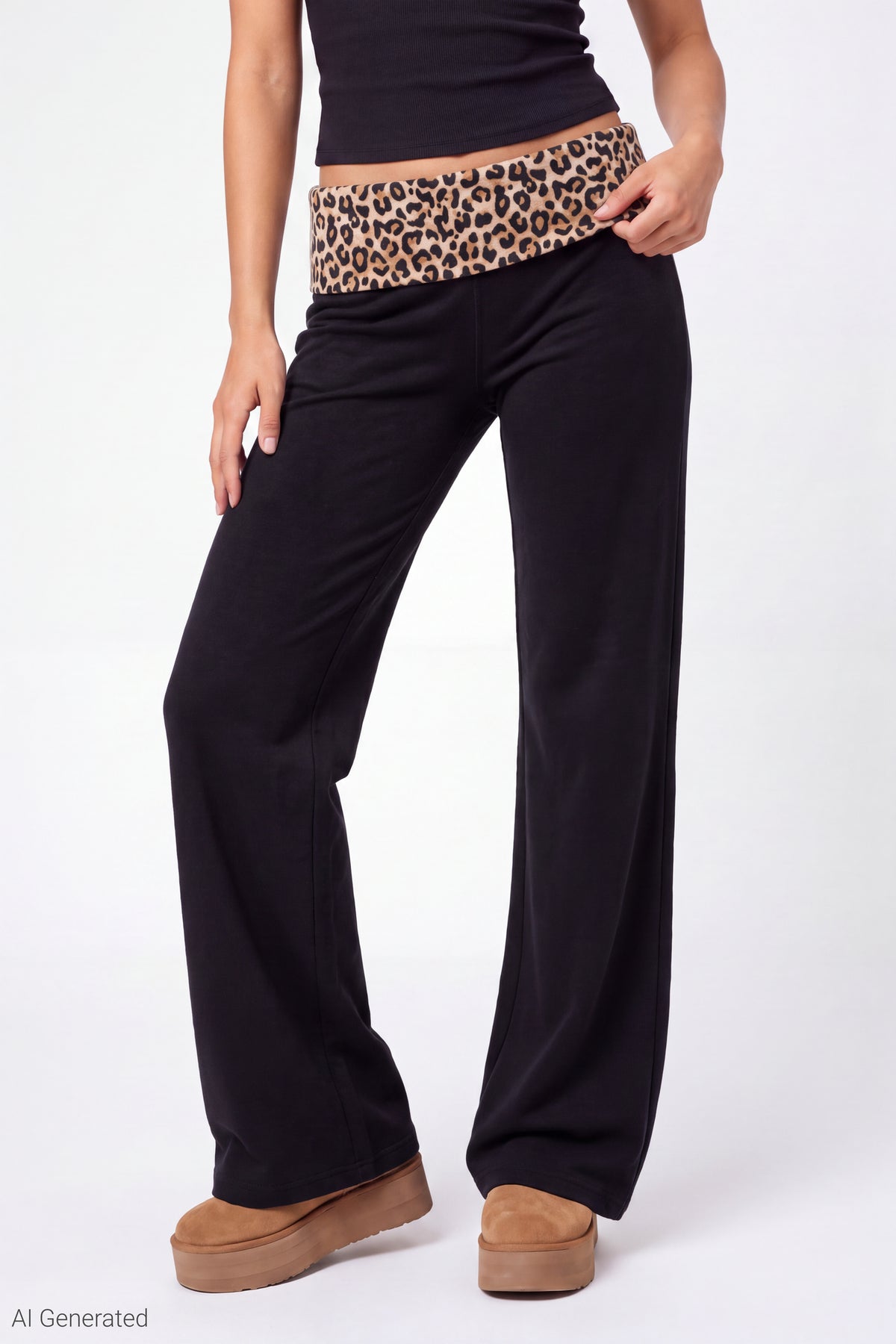 Alt View 2. Foldover Waist Pant - Leopard
