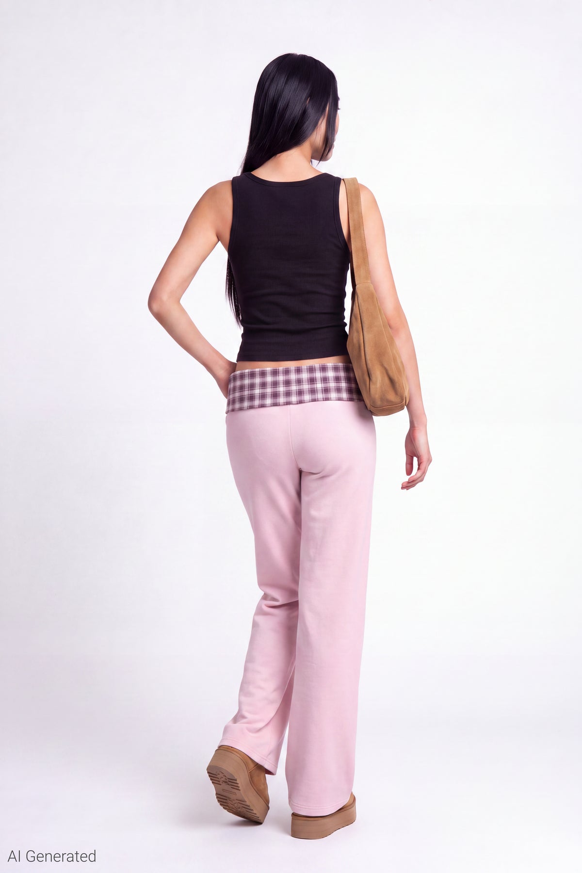 Alt View 3. Foldover Waist Pant - Pink