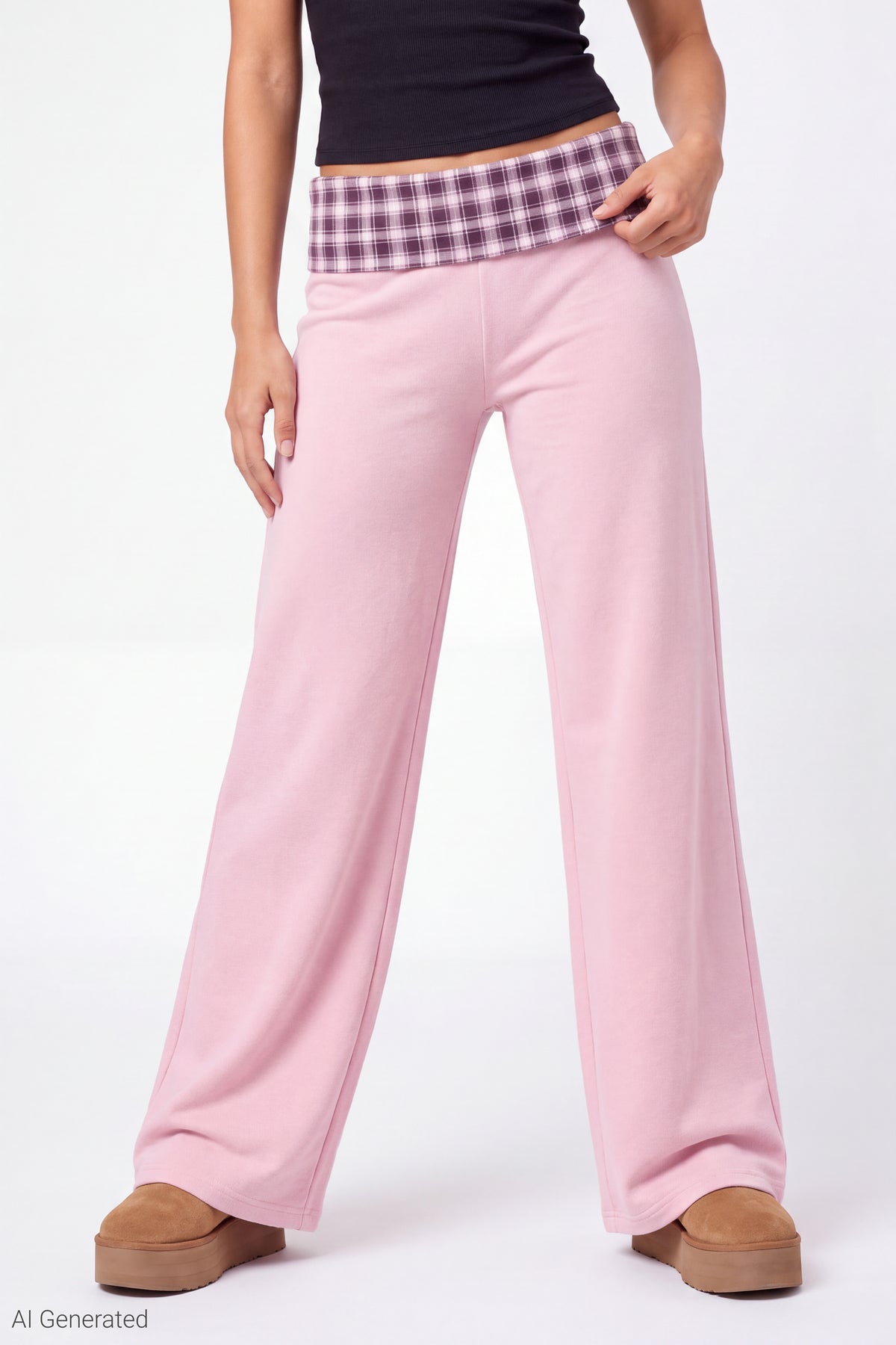 Alt View 2. Foldover Waist Pant - Pink