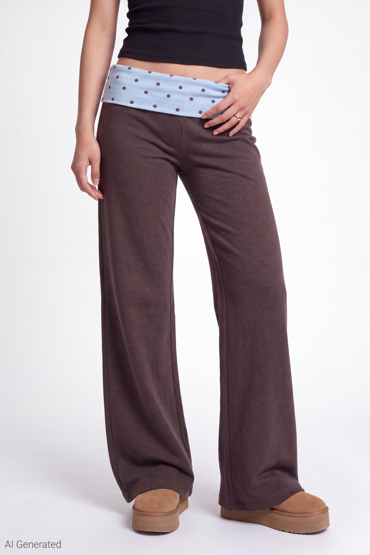 Alt View 2. Foldover Waist Pant - Brown