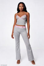 Soft Lace Trim Flare Pant