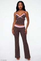 Soft Lace Trim Flare Pant