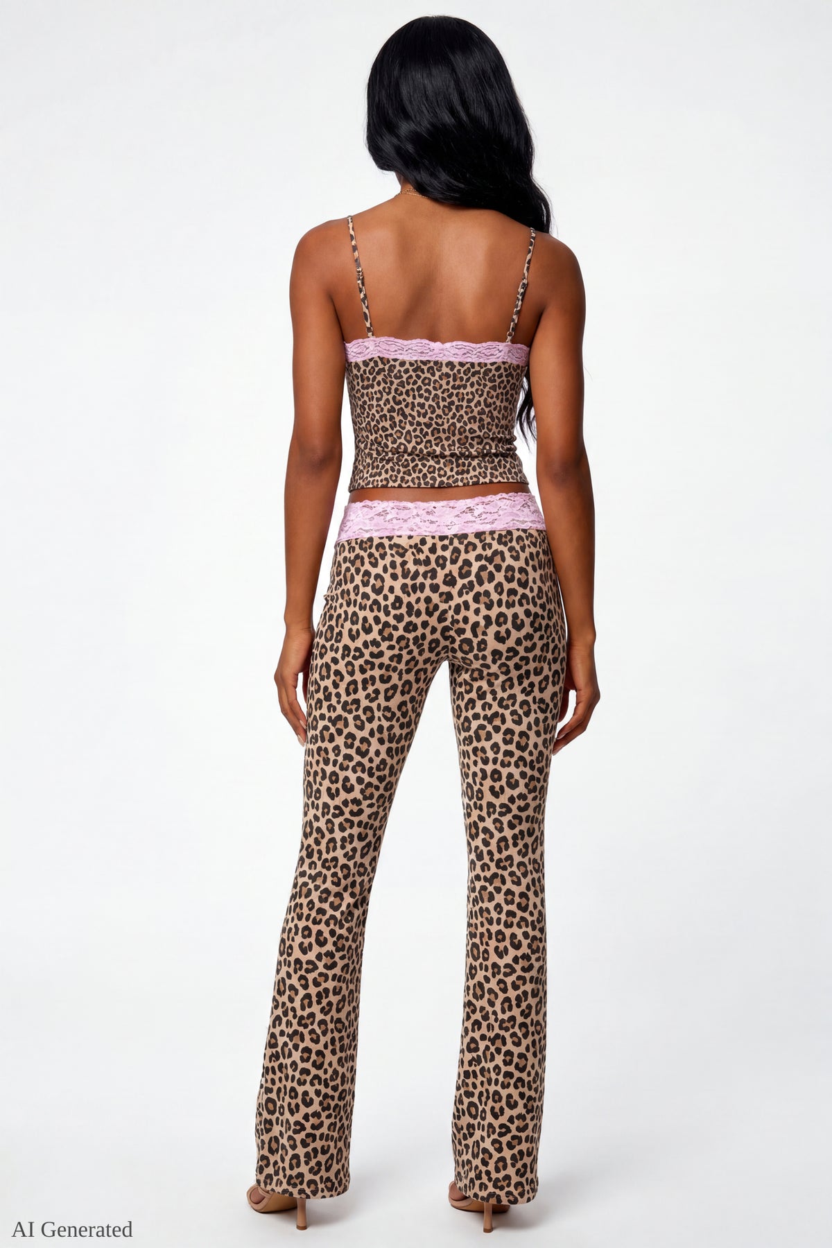 Alt View 2. Soft Lace Trim Flare Pant - Leopard