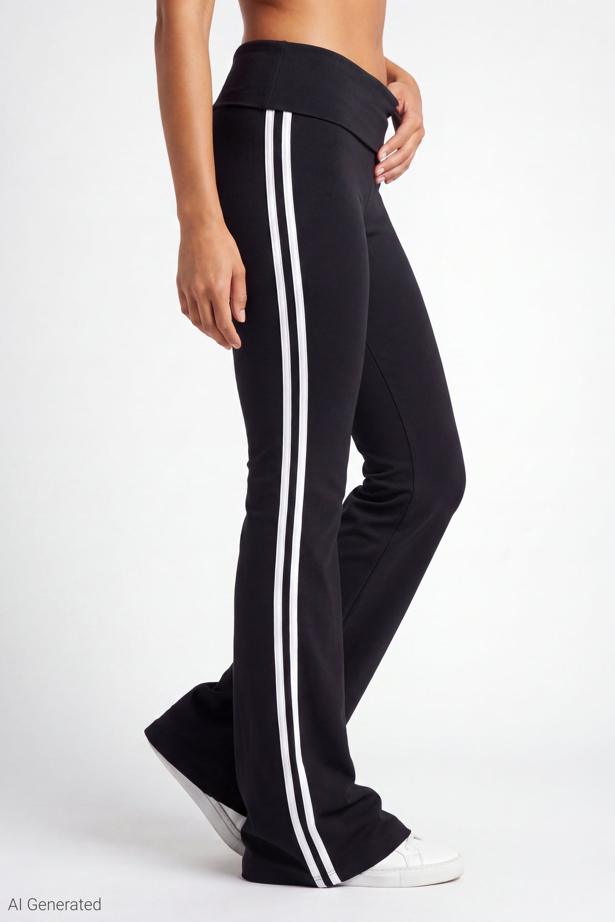 Alt View 3. Foldover Waist Flare Pant - Black