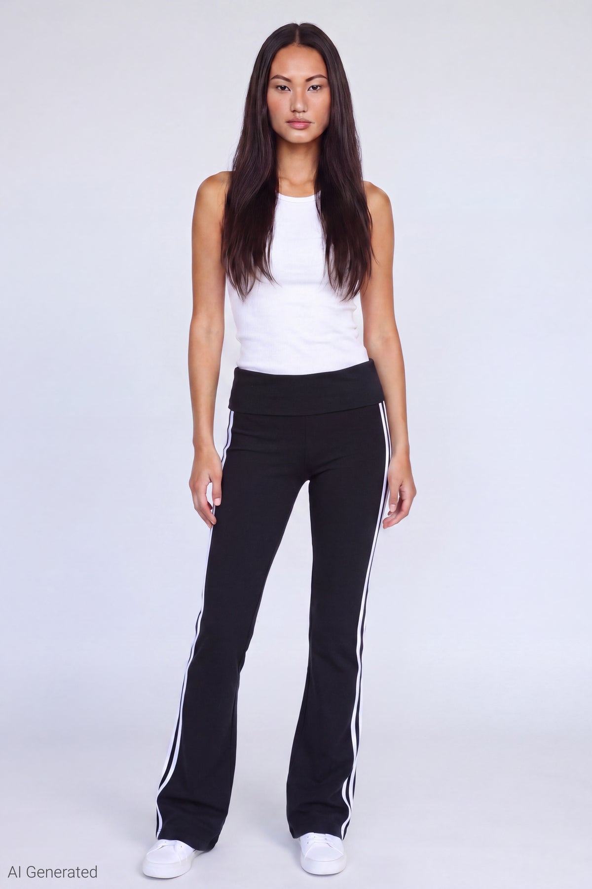 Foldover Waist Flare Pant - Black