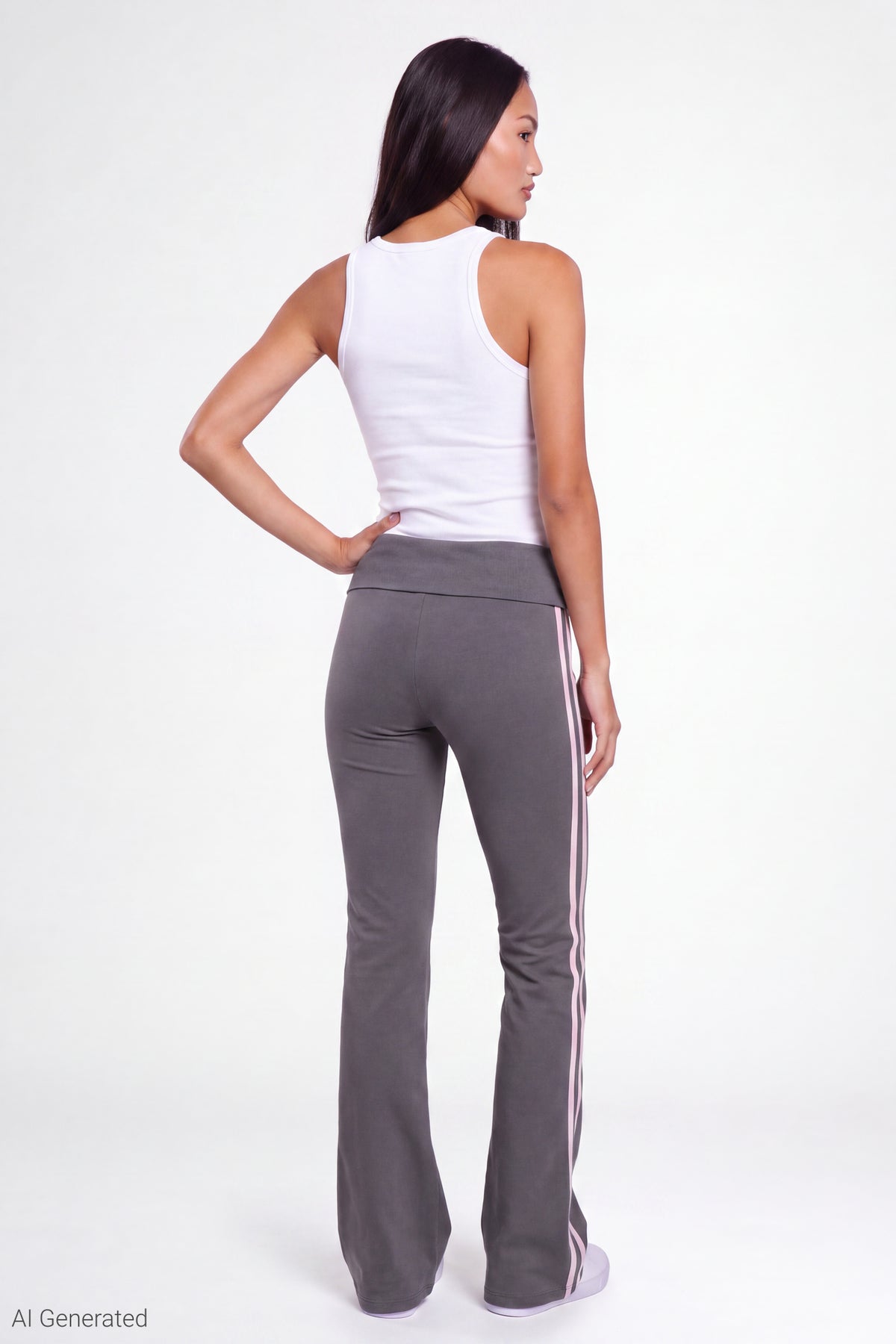 Alt View 2. Foldover Waist Flare Pant - Dark Grey