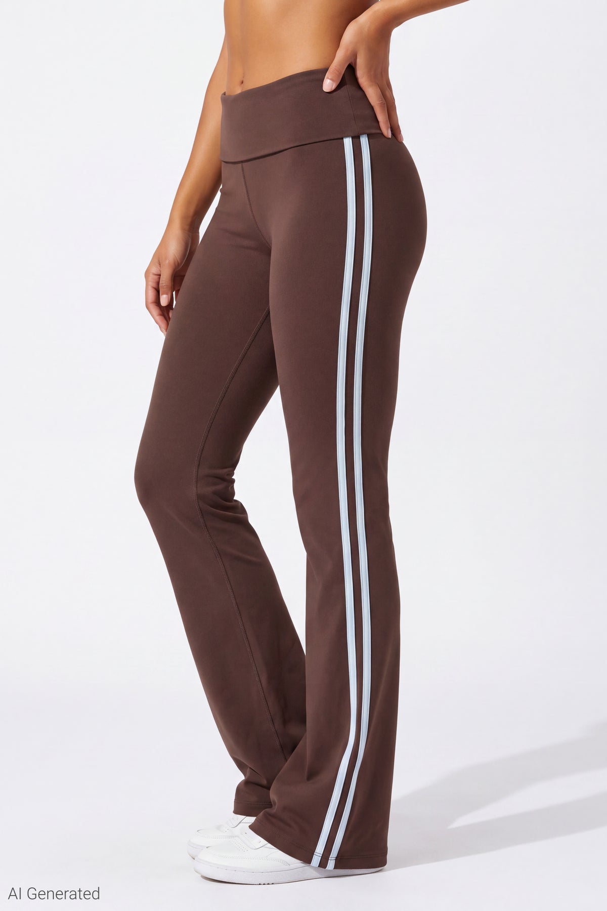 Alt View 3. Foldover Waist Flare Pant - Brown