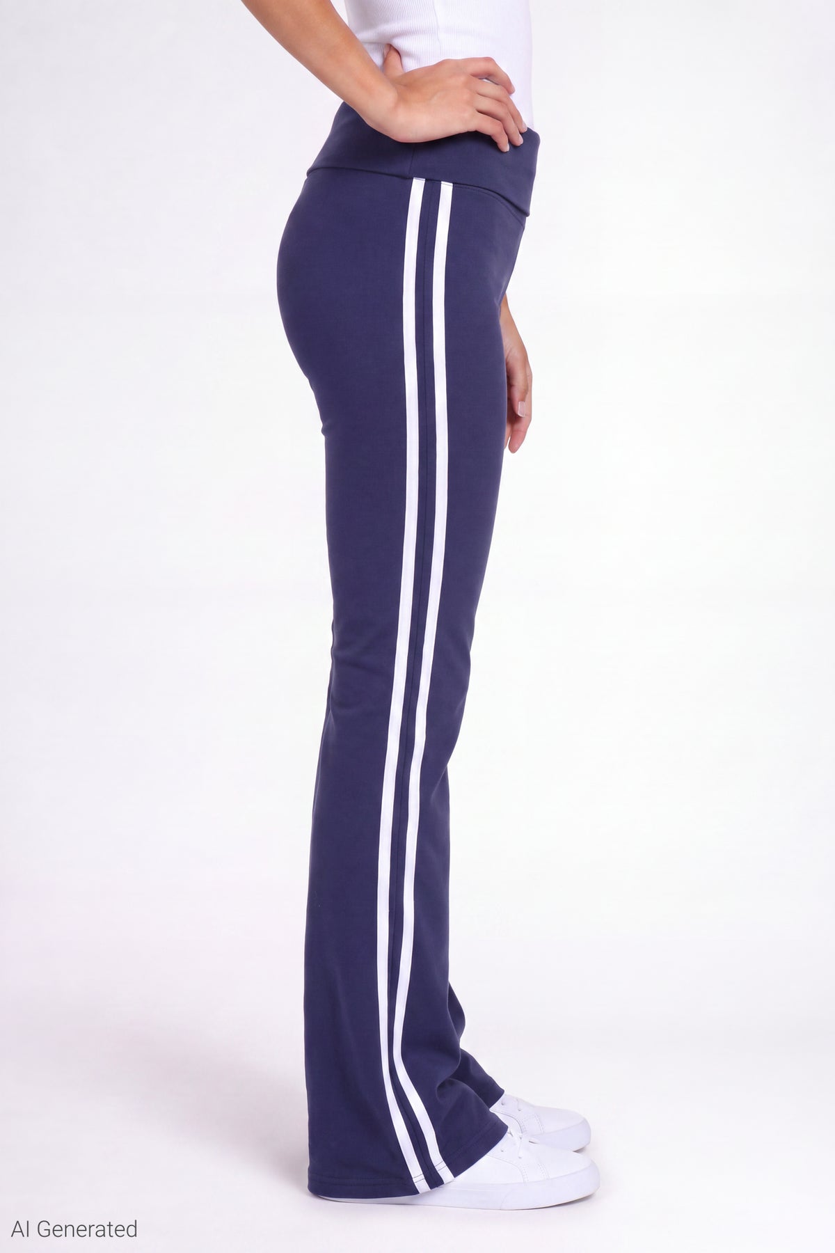 Alt View 3. Foldover Waist Flare Pant - Navy