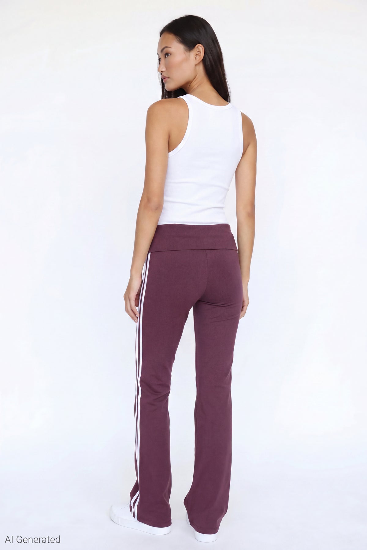 Alt View 2. Foldover Waist Flare Pant - Burgundy