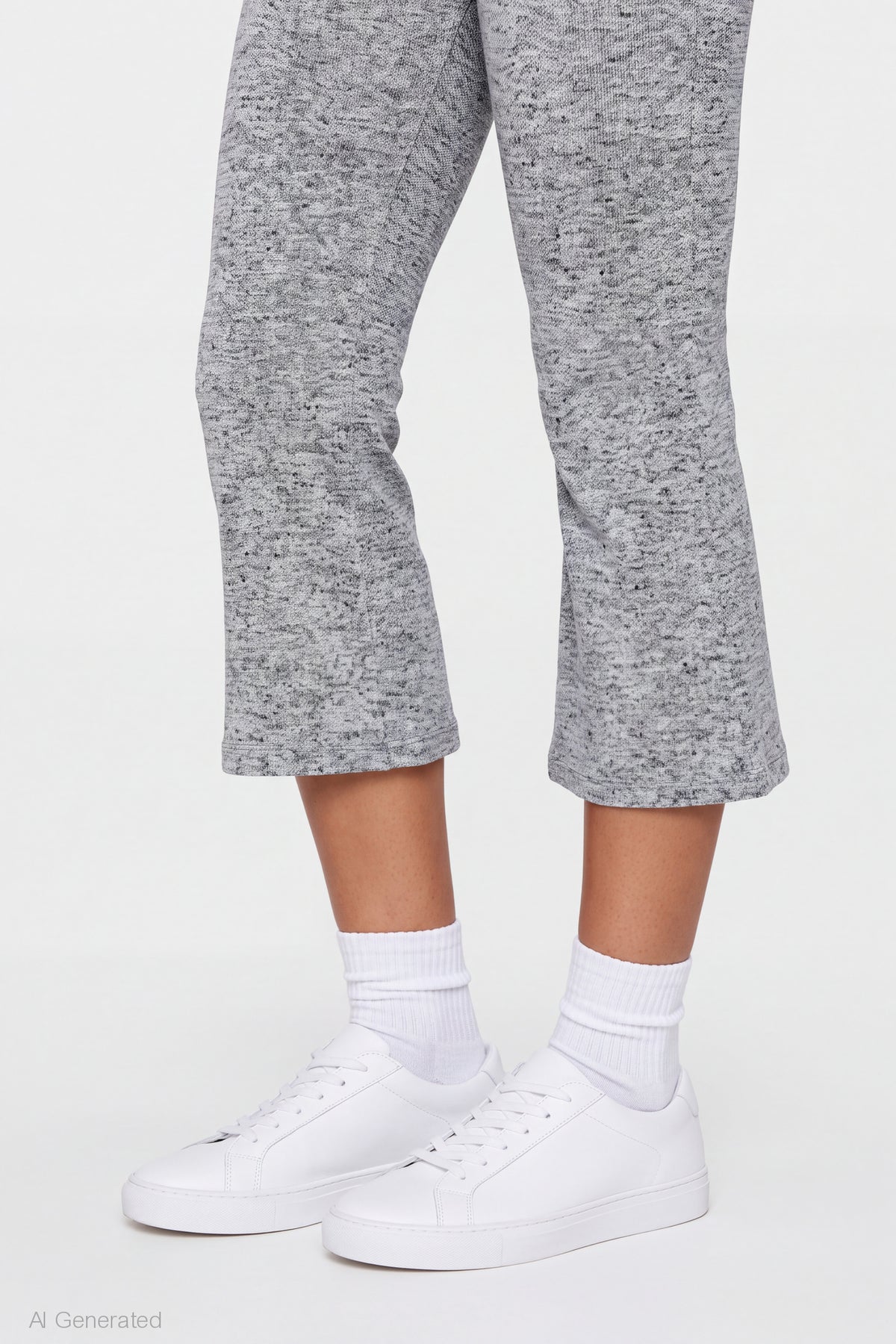 Alt View 4. Foldover Waist Capri - Heather Grey